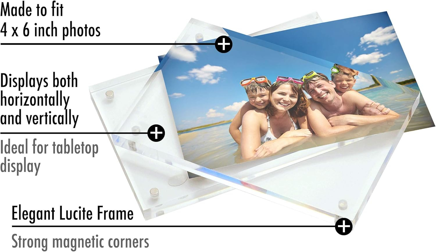 4x6 Acrylic Picture Frame - Clear Magnetic Photo Frame for Tabletop Display - Sleek and Stylish Plexiglass Frame - Horizontal and Vertical Format - Ideal for Home Décor and Gifts