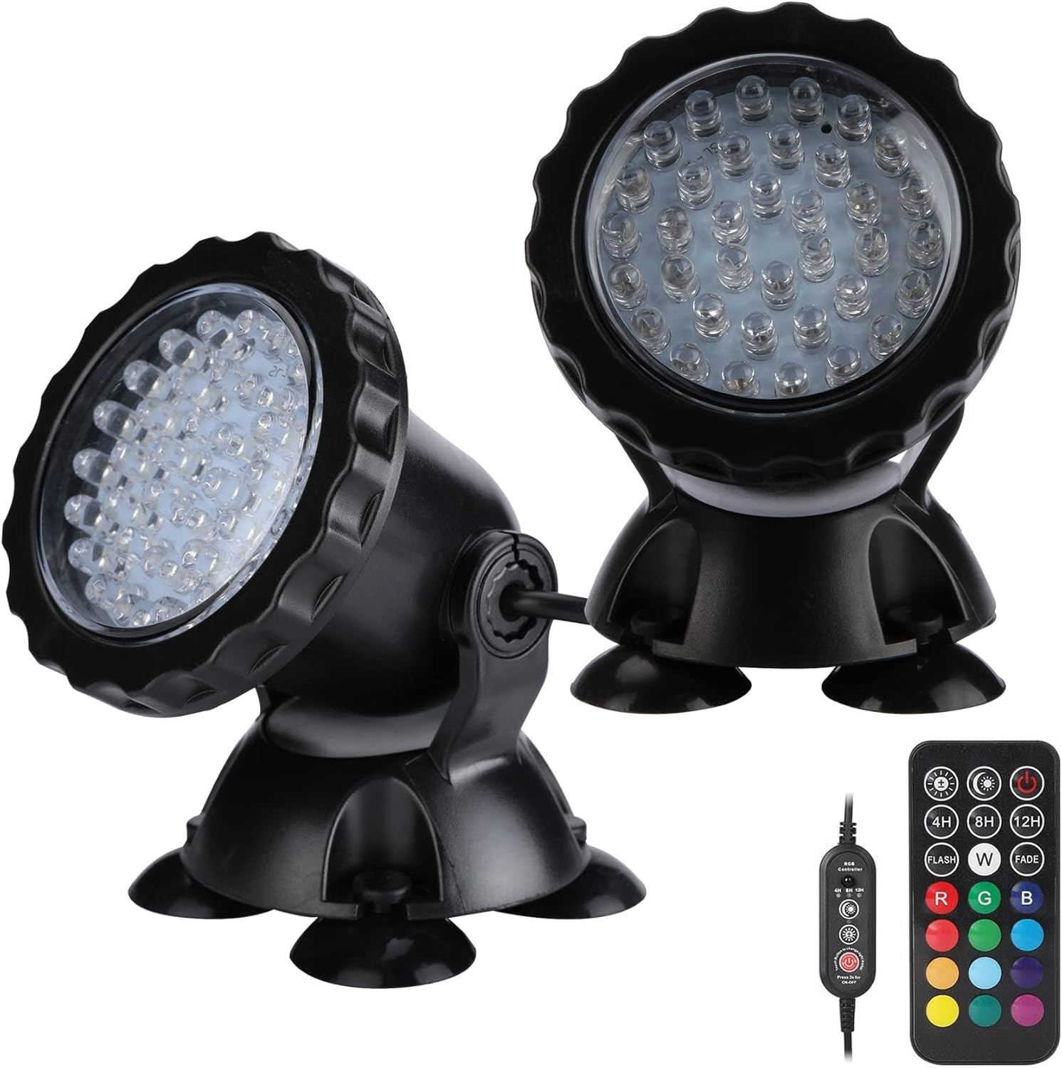 Pond Light Underwater Fountain Light with 36 LED Light Bulb Color Changing Submersible Spotlight with Timer Remote