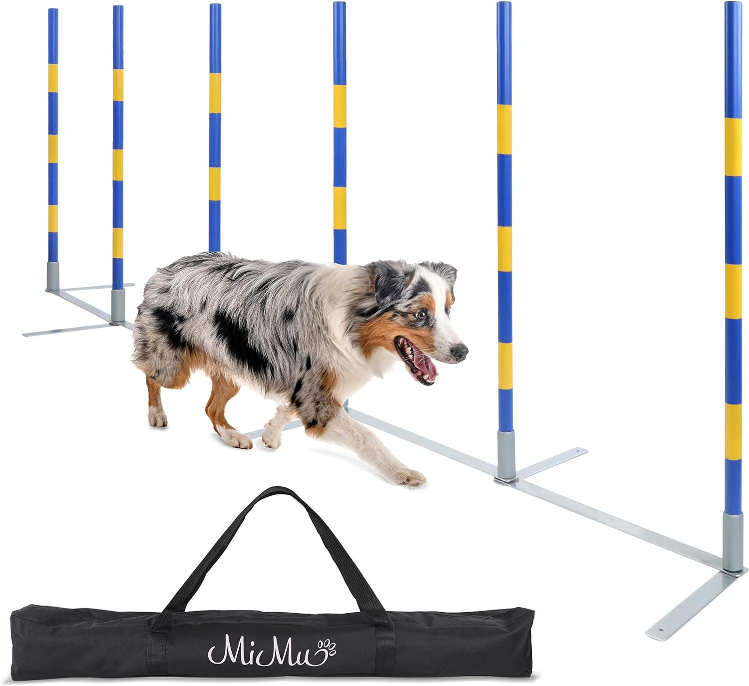 MiMu Dog Agility Equipment - Agility Set Dog Weaving Poles Dog Obstacle Course, Training Equipment, Competition Grade