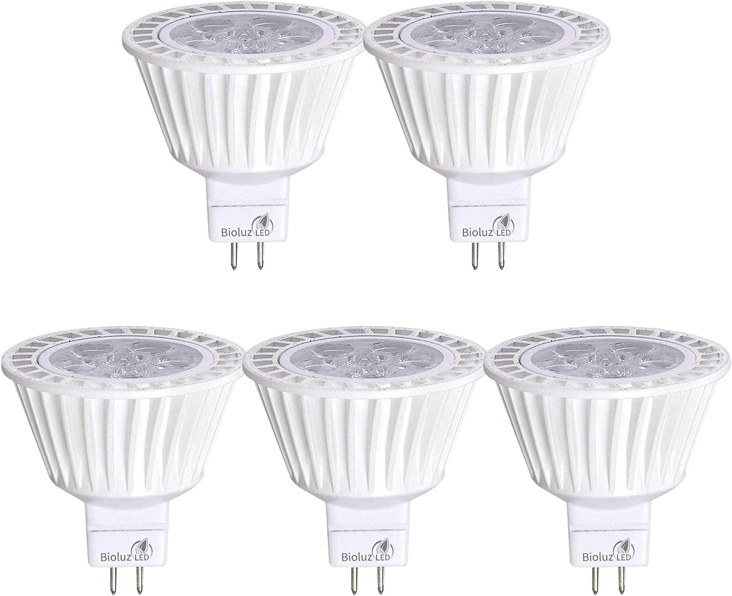 Bioluz LED 5 Pack MR16 Light Bulbs, Dimmable 7W LED Bulbs, 50W Halogen Replacement, 3000K LED Light Bulb, 12V AC/DC, UL Listed, High CRI, LED Lights for Bedroom & Home Decor