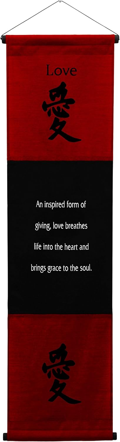 Inspirational Wall Decor "Love" Banner Large, Inspiring Quote Wall Hanging Scroll, Affirmation Motivational Uplifting Art, Thought Saying Tapestry Color: Red