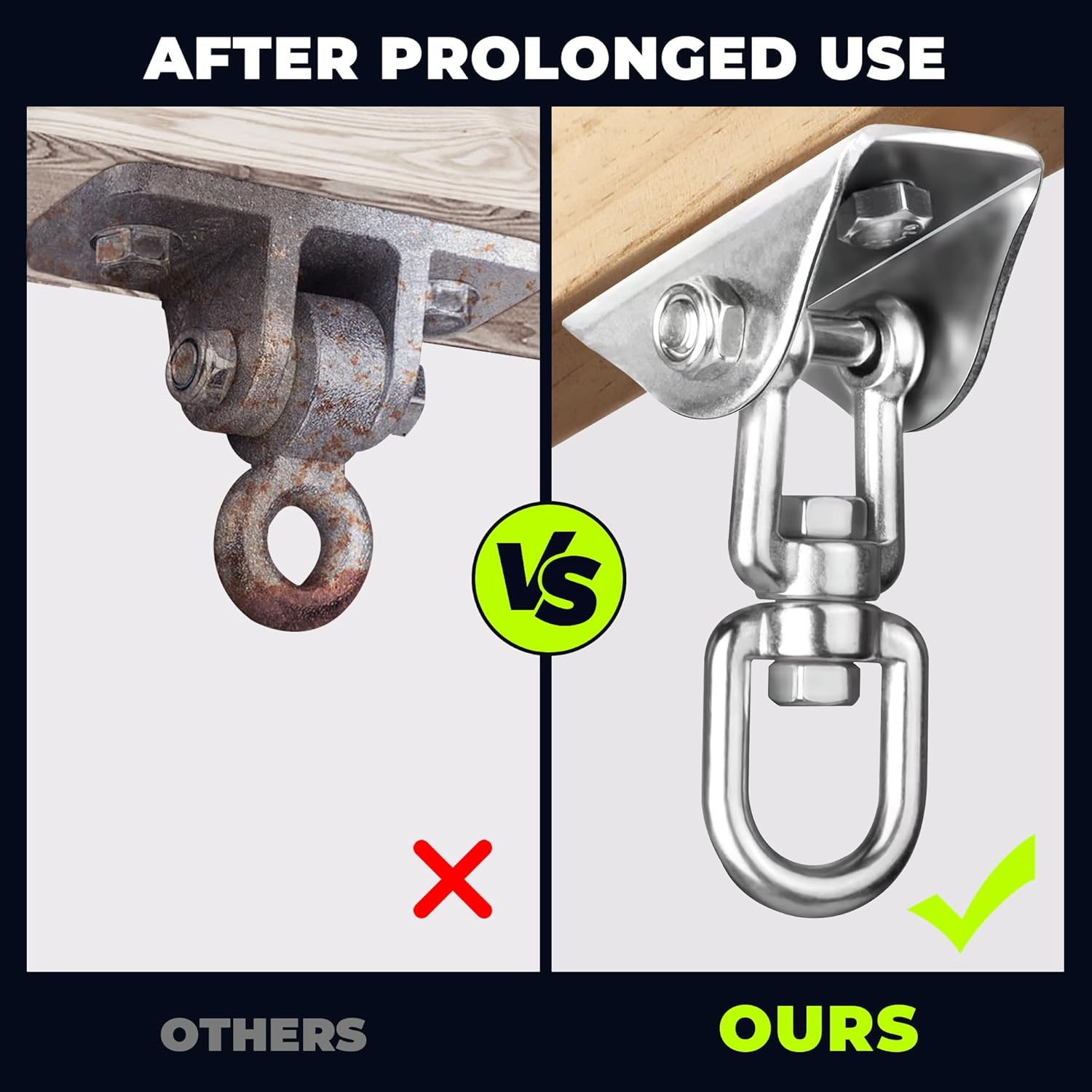 Heavy Duty Swing Hangers for Wooden Sets 2000 LB Capacity Hammock Hanger 360 Swivel Stainless Steel Swing Hardware Accessories 2 Packs for Porch Playground Yoga Heavy Bag