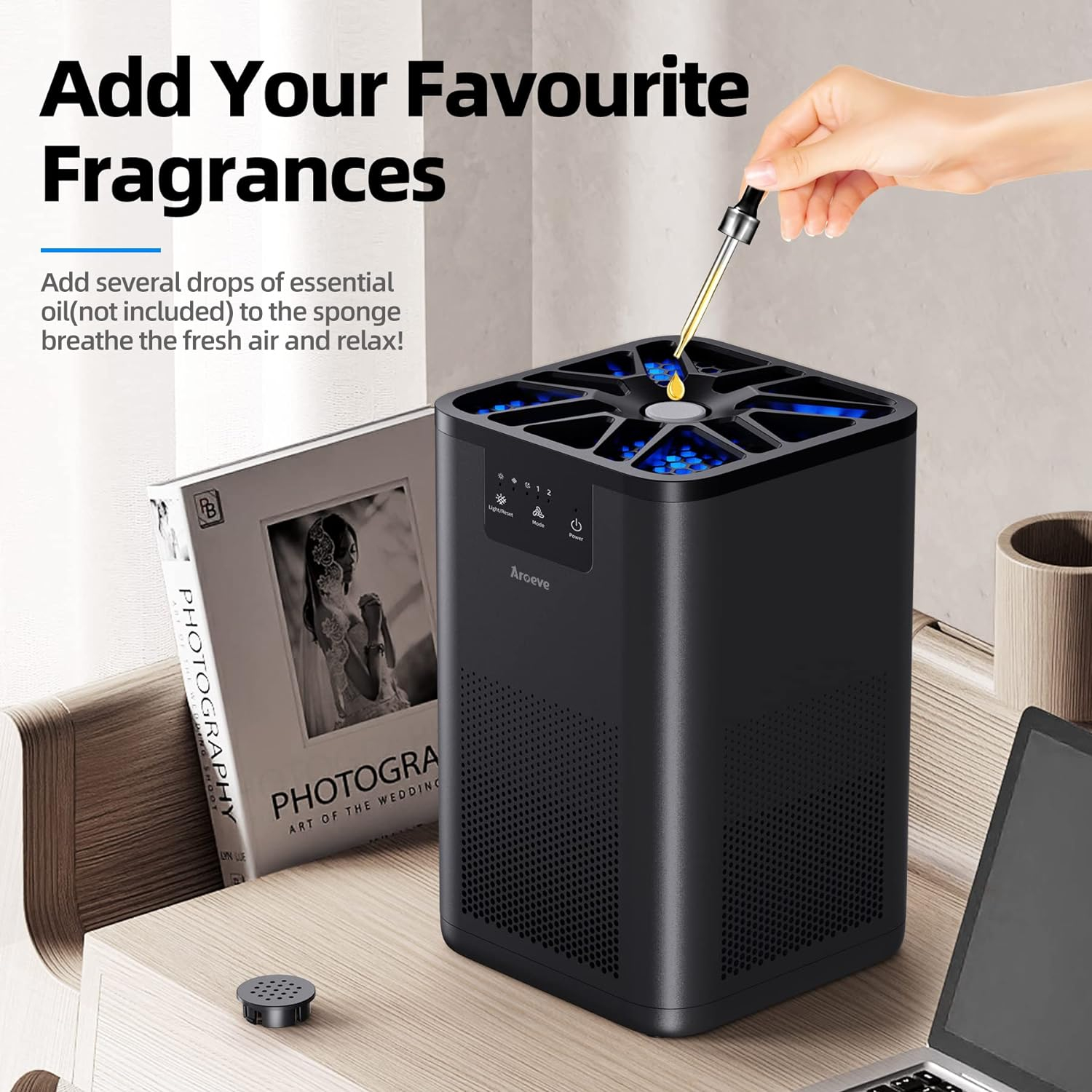 Black HEPA Filter Air Purifier with Aromatherapy Function