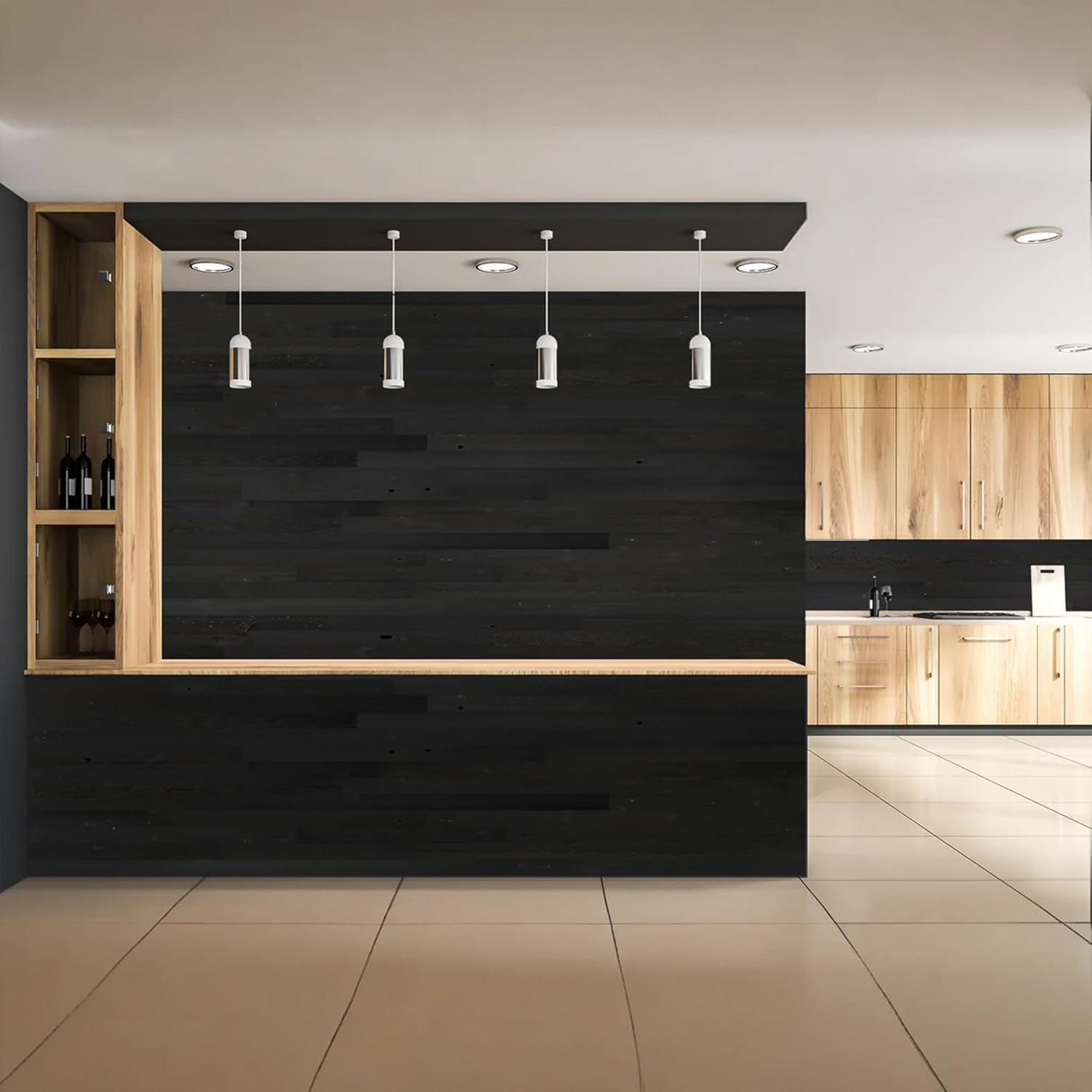 Black Ice Reclaimed Wood Peel & Stick Wall Planks