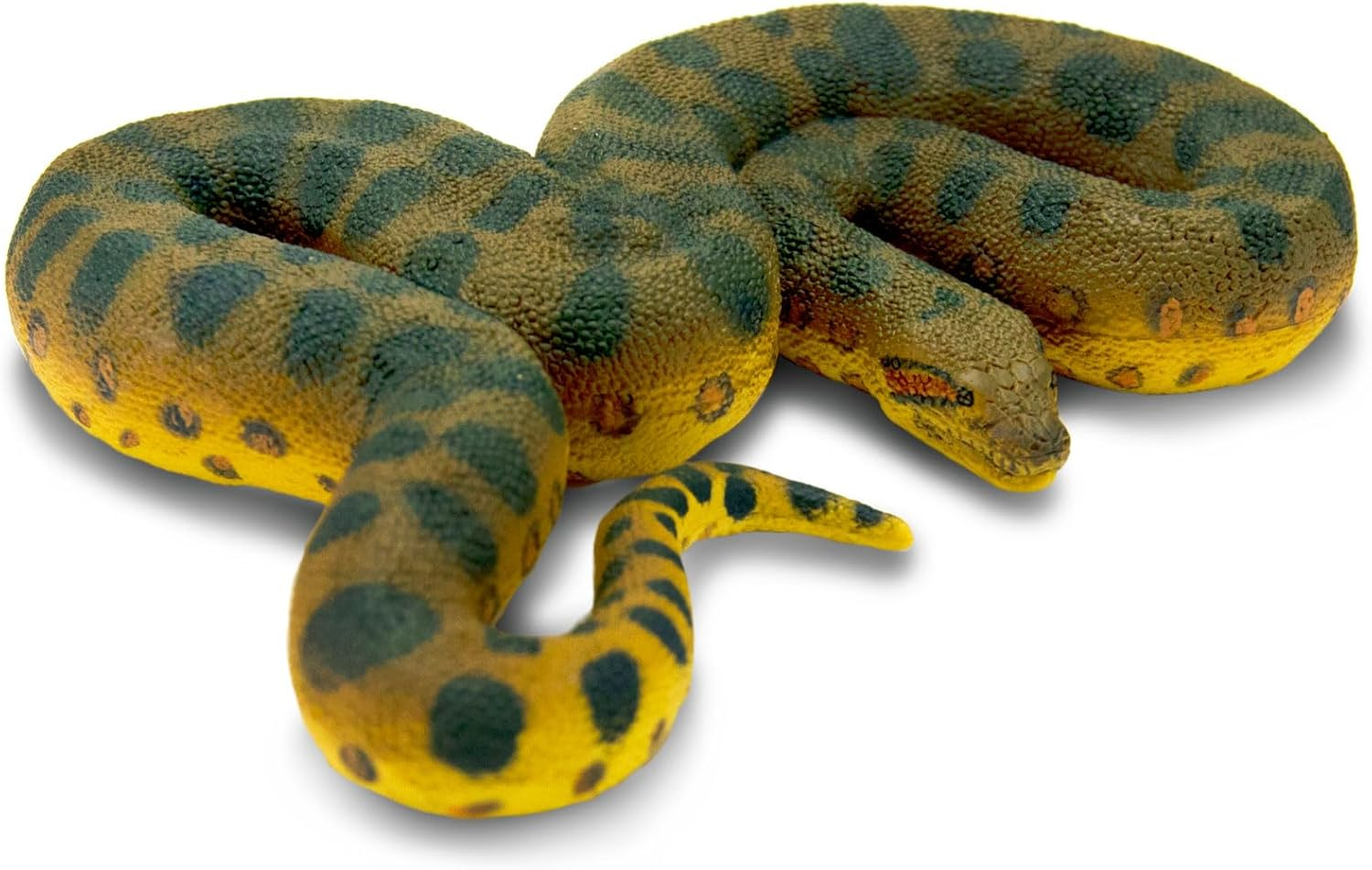 Green and Yellow Plastic Anaconda Snake Figurine Toy
