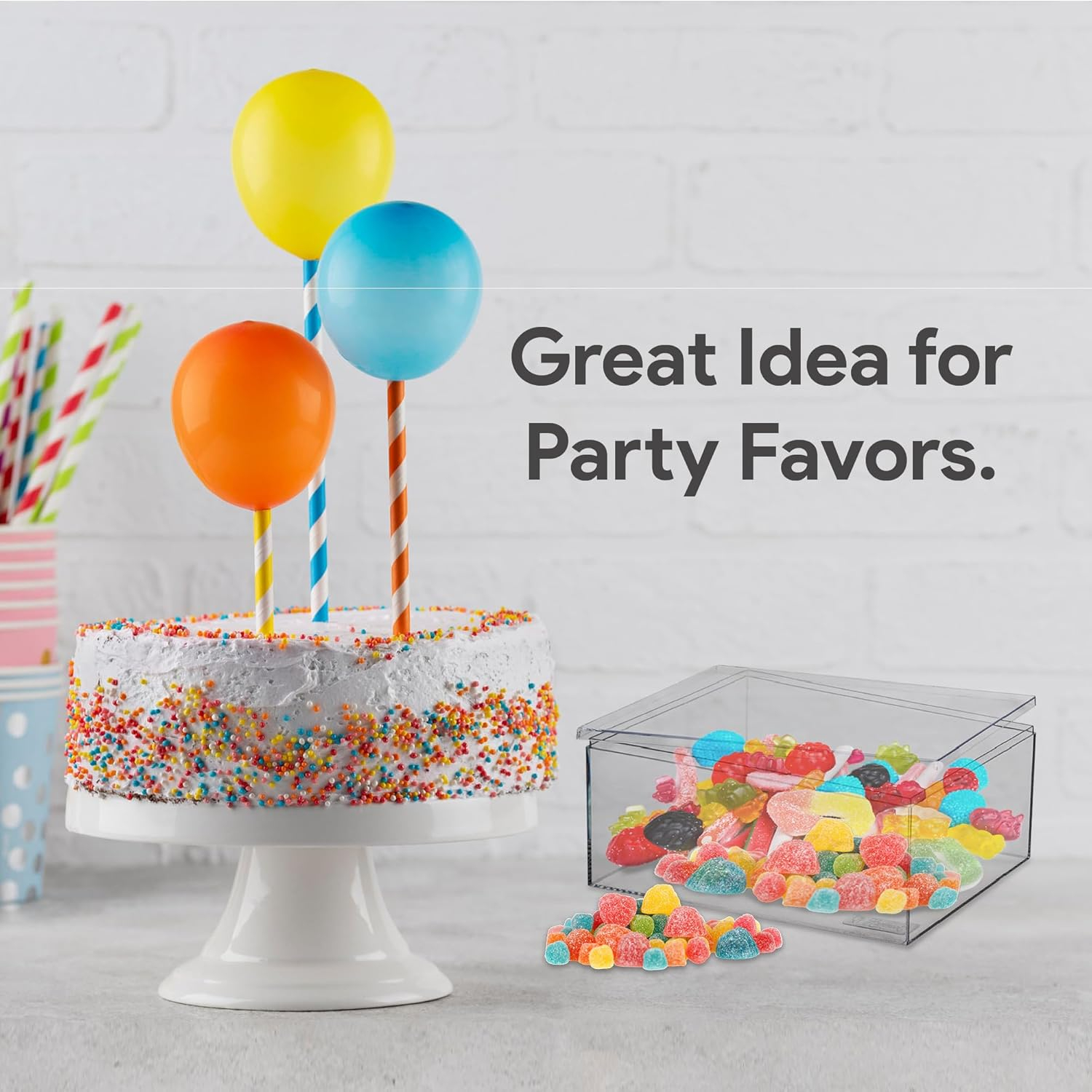 Hammont Rectangle Acrylic Box - Shelf Organizer Bins - Clear Storage Containers - Candy Party Favors | Bathroom Storage | Makeup Cosmetic Organization | 7.5"x3.75"x2" (4 Pack)