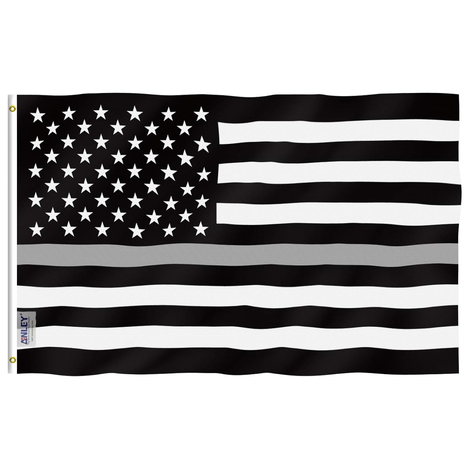 Anley Fly Breeze 3x5 Feet Thin Gray Line Flag - United States Flags Polyester