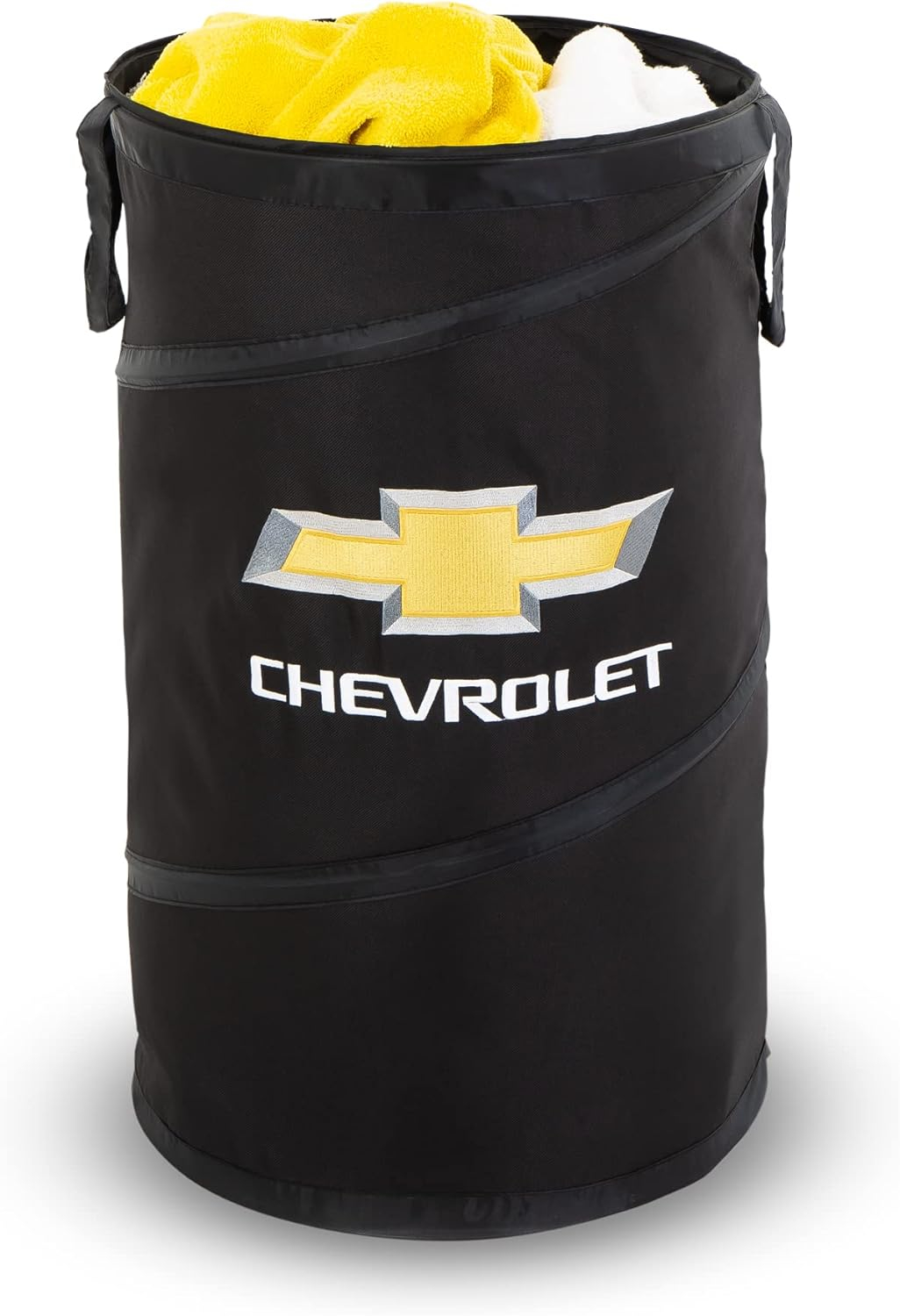 Pop-Up Spiral Laundry Hamper Bag Heavy Duty Polyester - Holds 2 Loads - 15 x 25 inch  - (Black) - Chevy