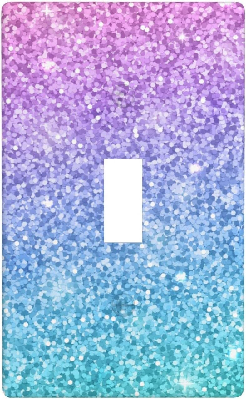 Light Switch Cover Pink Blue Glitter Wall Plates 1-Gang Single Toggle 4.5 X 2.76 Inch 1 Pack