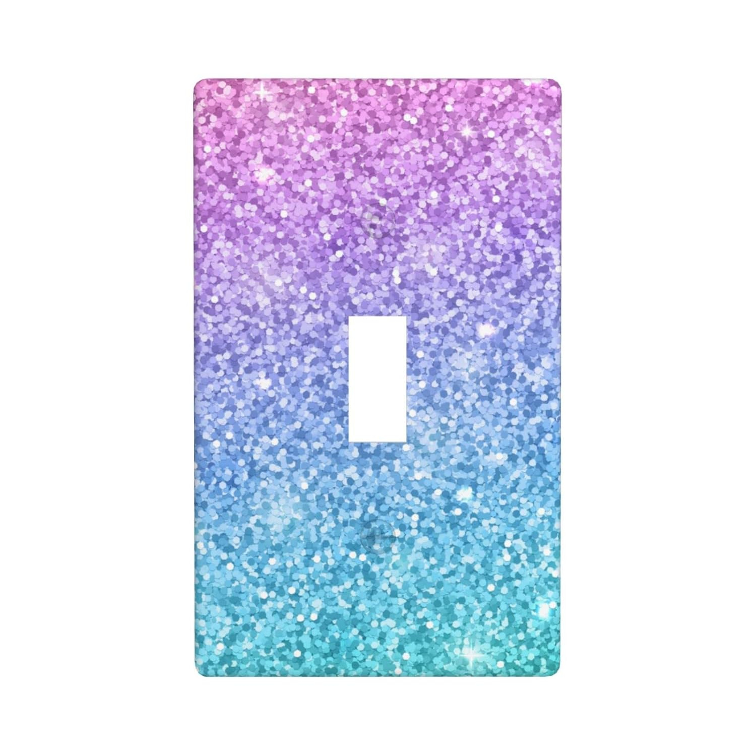 Light Switch Cover Pink Blue Glitter Wall Plates 1-Gang Single Toggle 4.5 X 2.76 Inch 1 Pack
