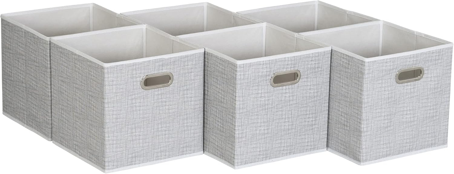 Household Essentials 6 ct Open Fabric Cube Storage Bins, White Mix