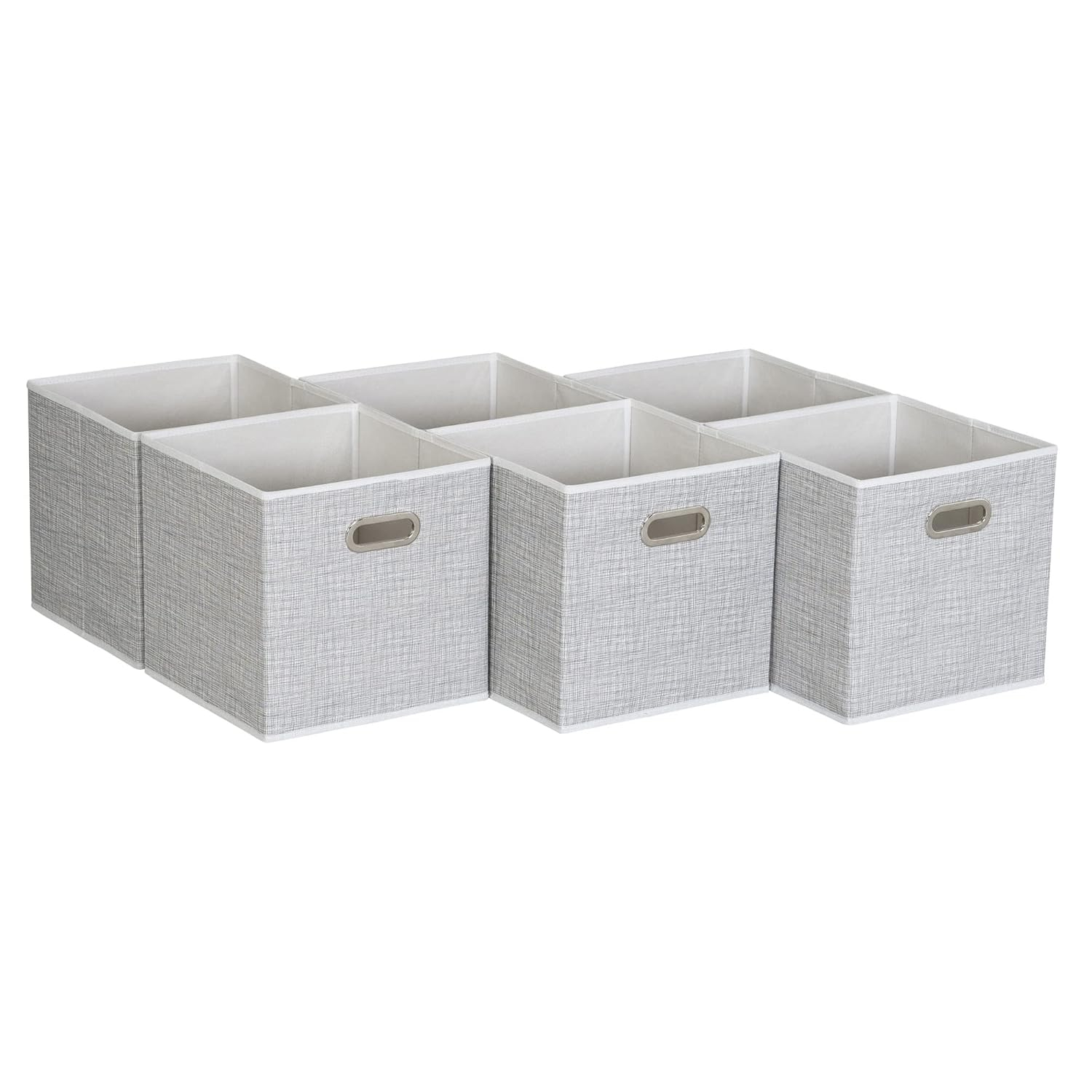 Household Essentials 6 ct Open Fabric Cube Storage Bins, White Mix