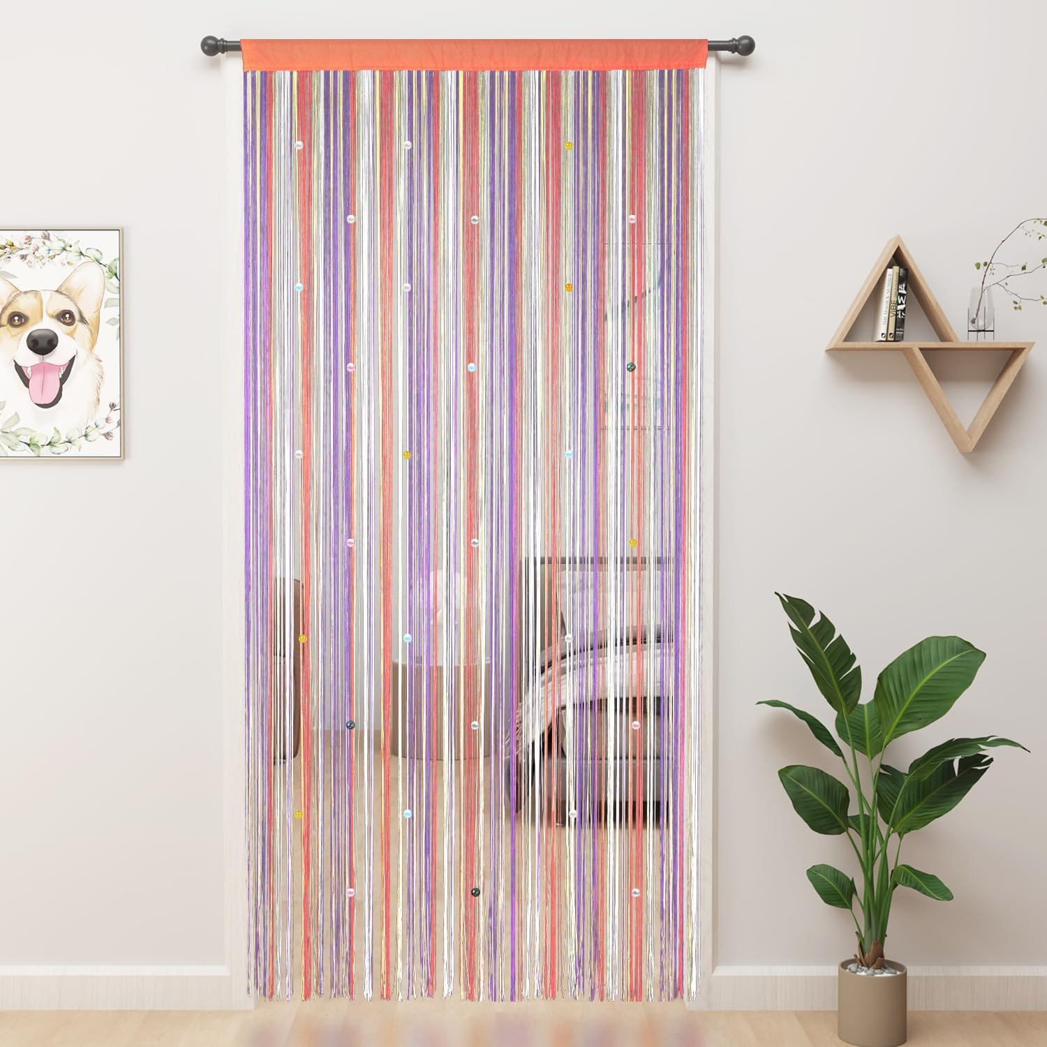 YIIBAII Beaded Curtain Beaded Curtains for Doorways Crystals Suitable for Interior Decoration and Partitions Hippy Closet Curtains (Rainbow, 39"x79")