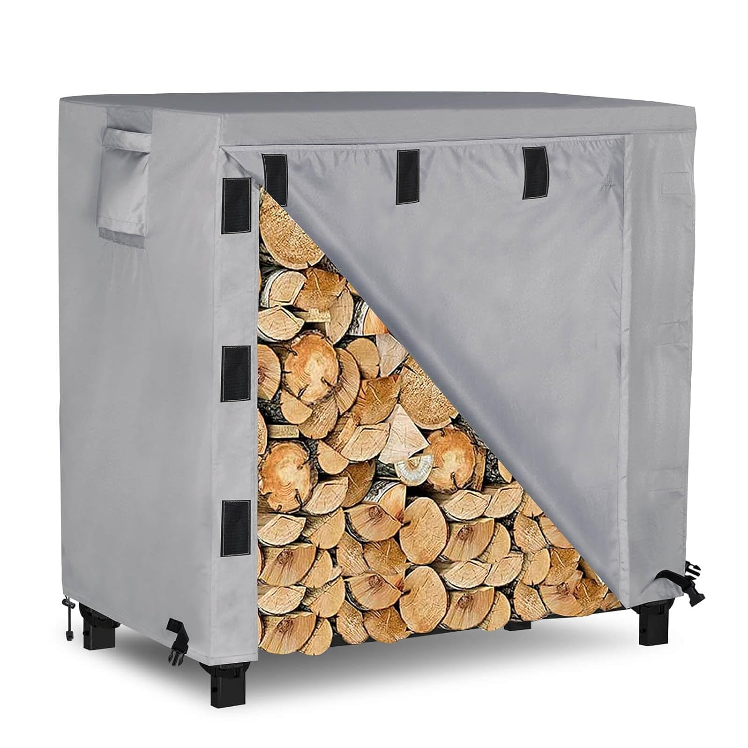 KHOMO GEAR - Heavy Duty Log Rack Cover - 4 Feet - Titan Series - Grey