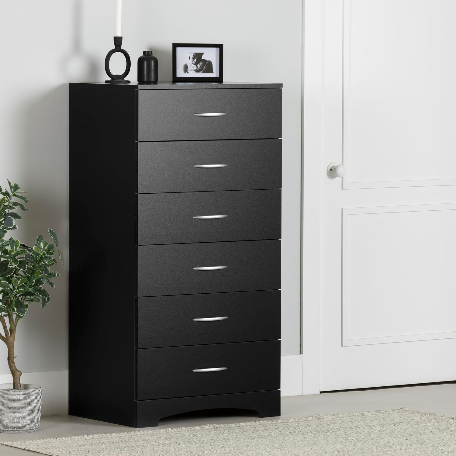 South Shore SoHo 6-Drawer Lingerie Chest, Pure Black