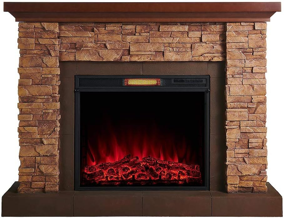 Comfort Smart Stackstone Electric Fireplace Mantel Package