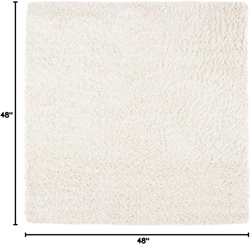 SAFAVIEH August Sophia Solid Shag Area Rug, Ivory, 4' x 4' Square