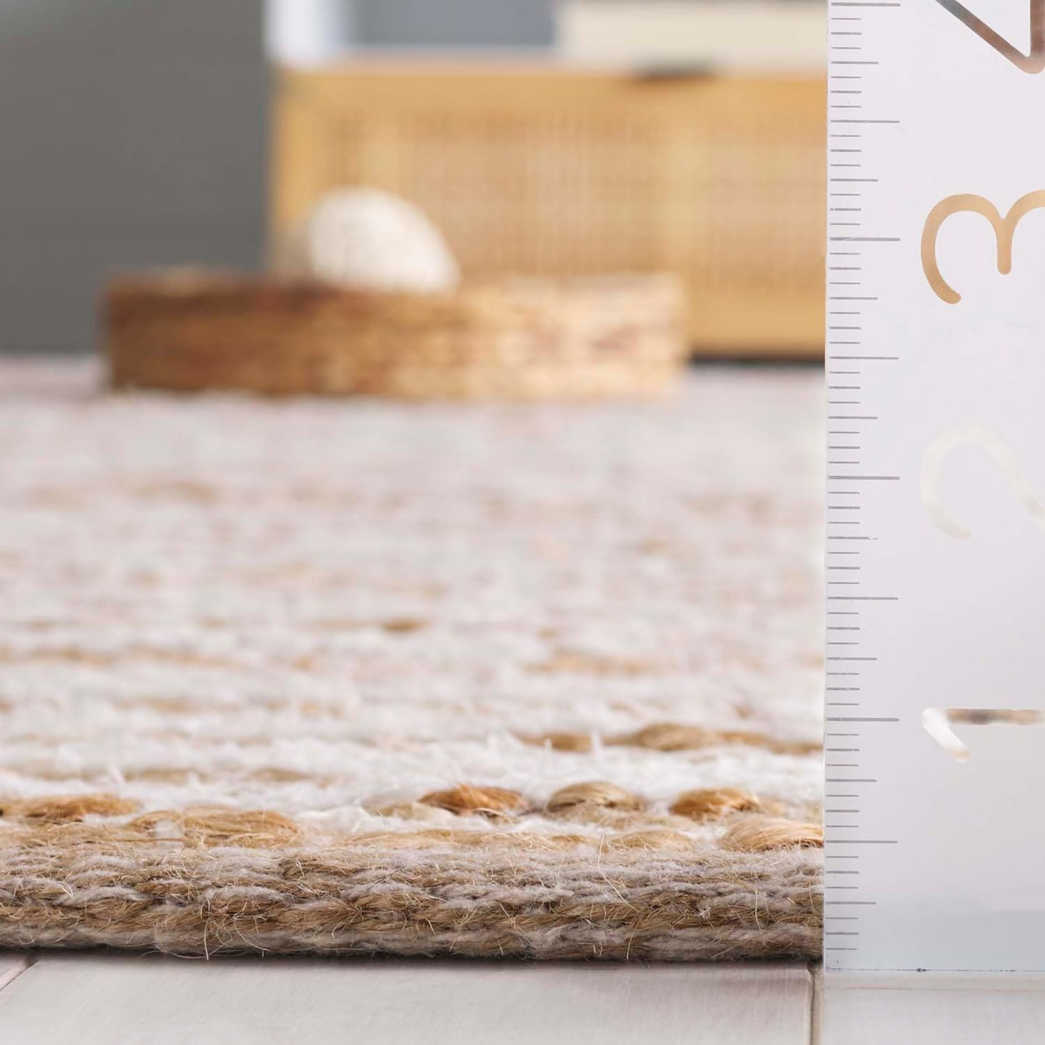 SAFAVIEH Constance Braided Plush Shag Area Rug, White/Beige, 8' x 10'