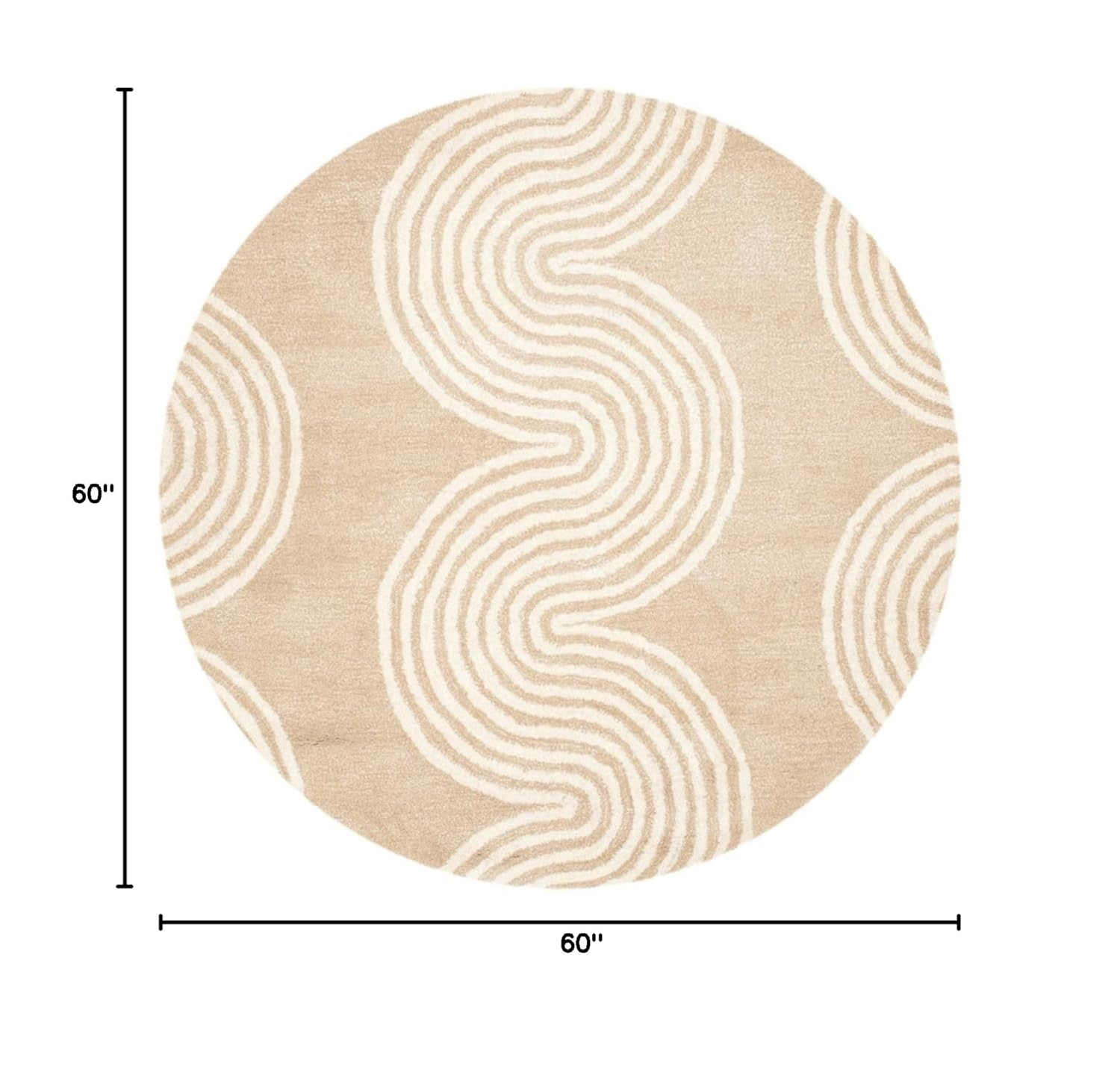 SAFAVIEH Chatham Jasmyn Geometric Waves Wool Area Rug, Beige/Ivory, 5' x 5' Square