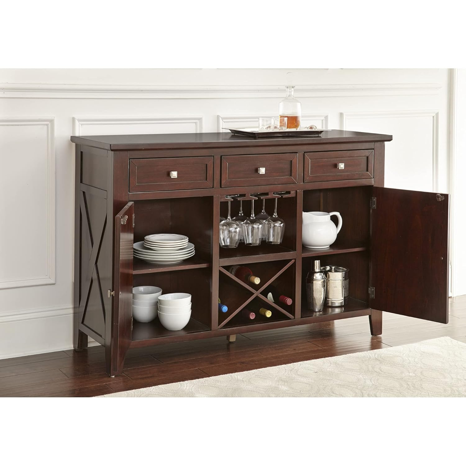 Adrian Wine Rack Server in Espresso Cherry Finish