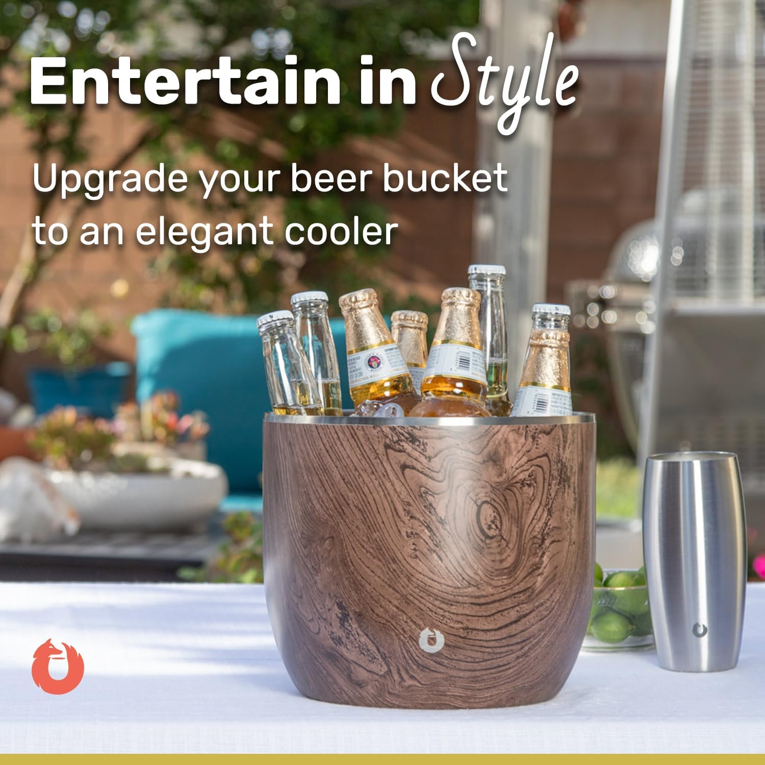 SNOWFOX XL Premium Vacuum Insulated Double Wall Stainless Steel Ice Bucket with Lid/Scoop, Bar Accessories, Large Elegant Party Bucket, Chills Several Bottles, Beautiful Entertaining Supplies, 7 Liter