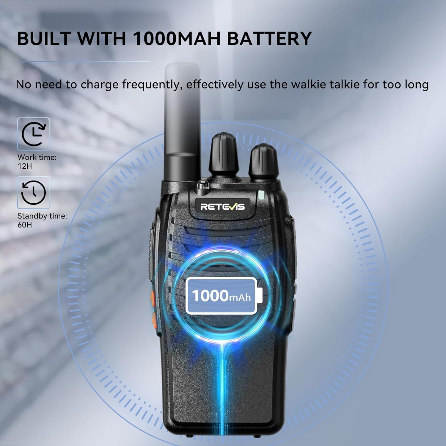 Retevis H-777 2 Way Radios, Walkie Talkies for Adults, Rechargeable Long Range Two Way Radio, Shock Resistant, Short Antenna for Business Education(10 Pack)