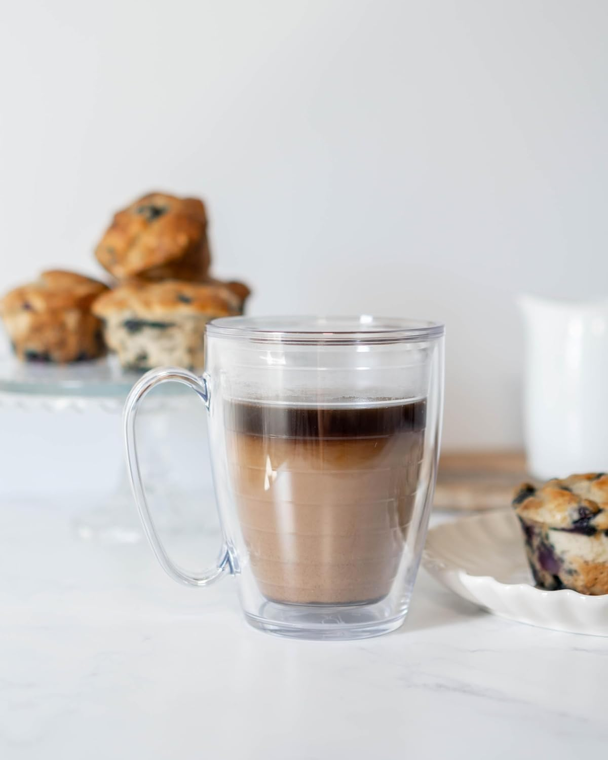 Tervis Clear & Colorful Lidded Made in USA Double Walled Insulated Tumbler Travel Cup Keeps Drinks Cold & Hot, 16oz Mug, Brown Lid