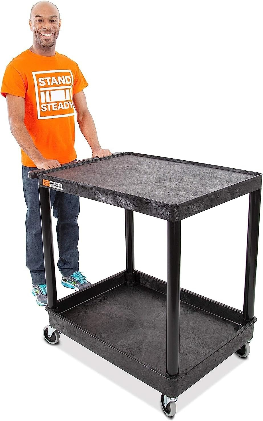 Original Tubstr Hybrid | Large Flat Top Utility Cart | Heavy Duty Service Cart Holds Up to 400 lb. | Lipped Top Shelf & Deep Tub Bottom Shelf | Ideal for Warehouse, Cleaning & More (32in x 24in)