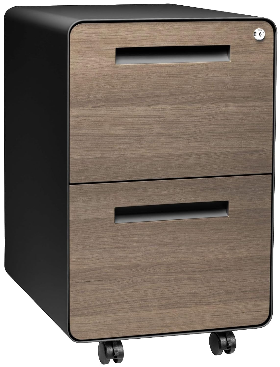 Laura Davidson Furniture Stockpile 2 Drawer Mobile File Cabinet with Lock - Under Desk Metal Filing Cabinet, Legal/Letter File Folders, Wheels and Stationary Feet, Pre-Assembled, Black