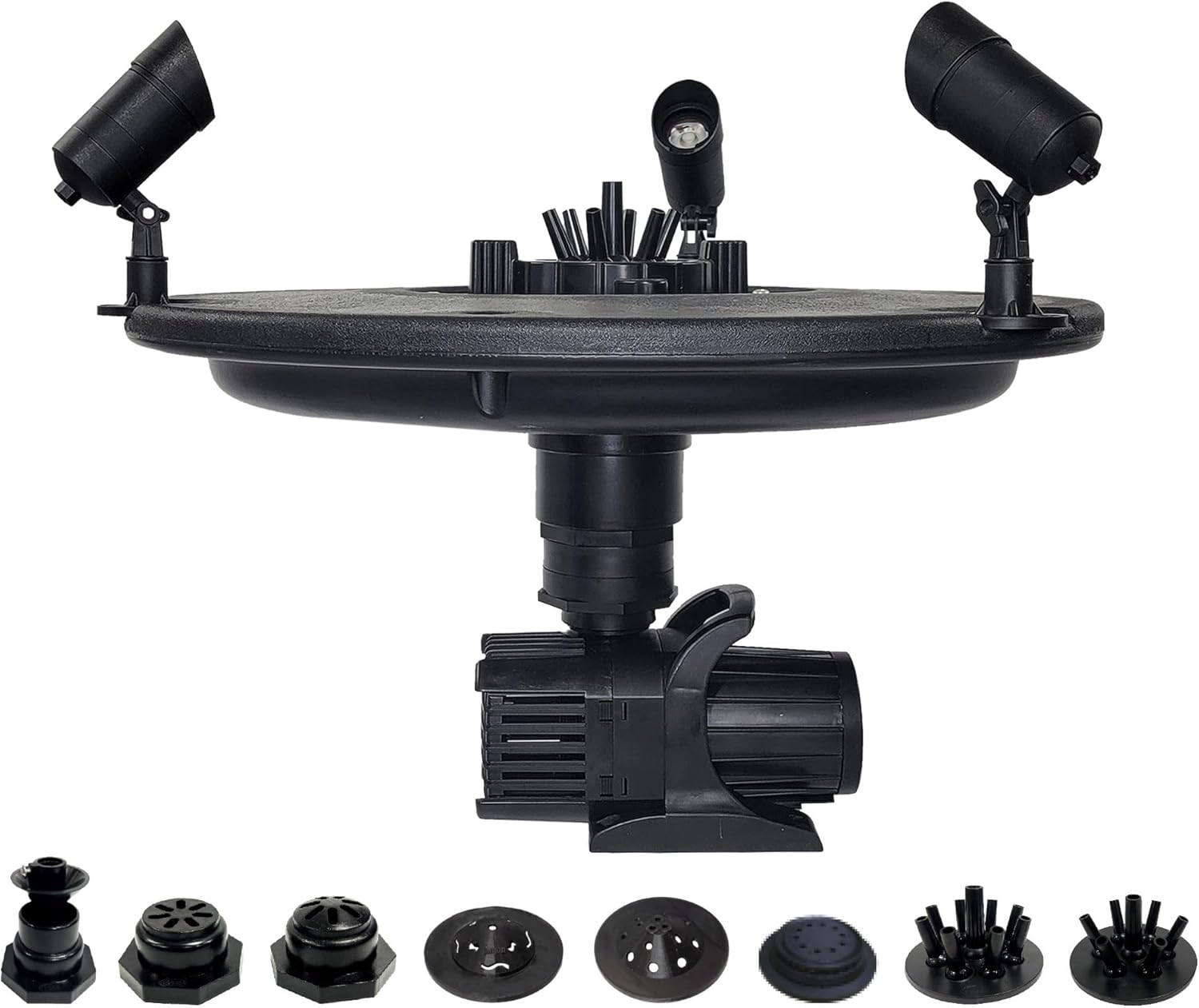 3/4 HP Floating Fountain - 8,000 GPH Submersible Pump - 100 ft Cord - 11 Spray Patterns & Color-Changing LED Light