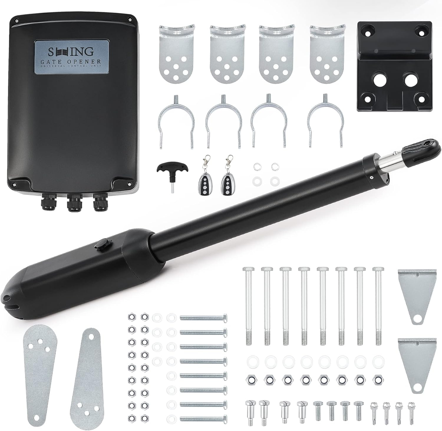 CO-Z Automatic Dual Swing Gate Opener Kit - Electric Opener for Double Gates, Up to 18ft & 660lb per Side, Remote Control & Complete System