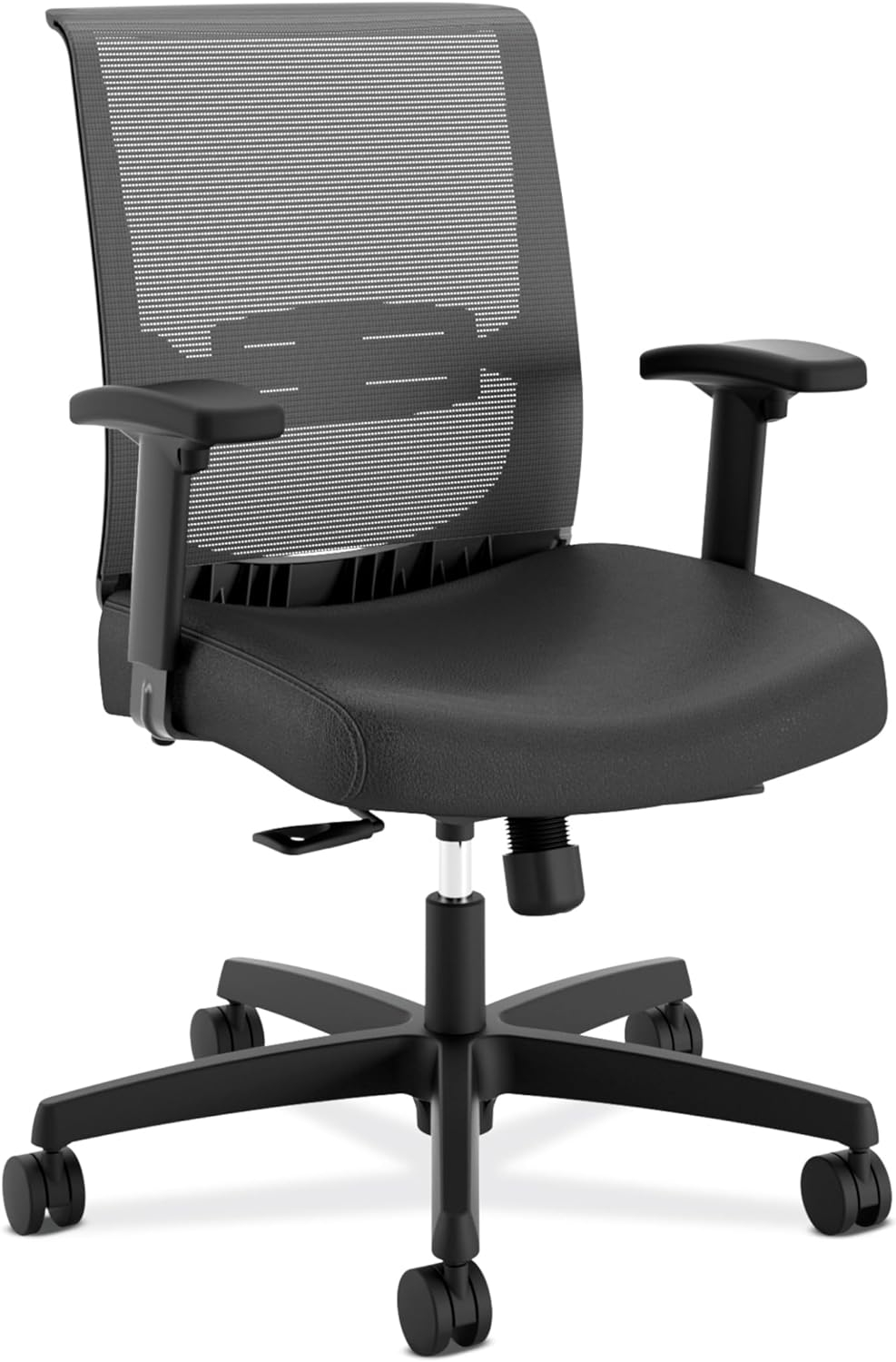 Convergence Mid-Back Task Chair with Swivel-Tilt Control Supports up to 275 lbs, Vinyl, Black Seat/Back, Black Base