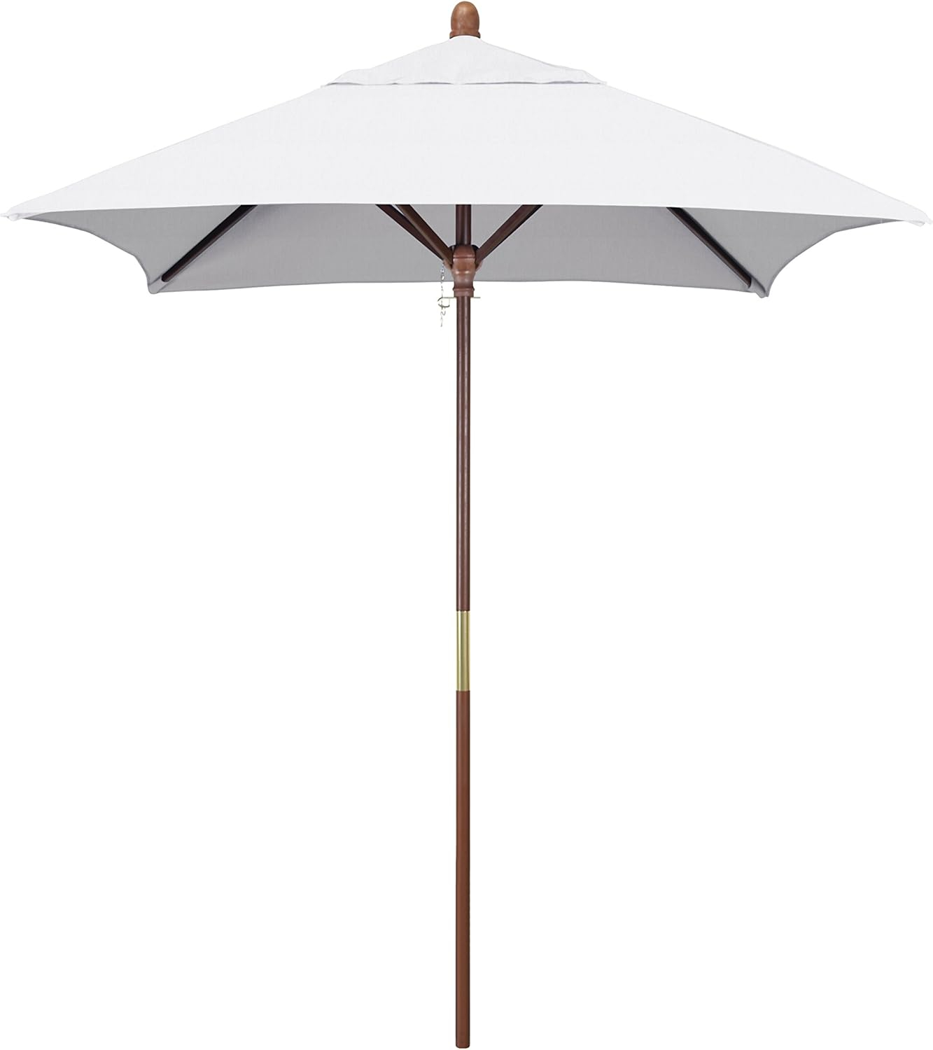 6' White Fabric Octagonal Market Umbrella with Wood Pole