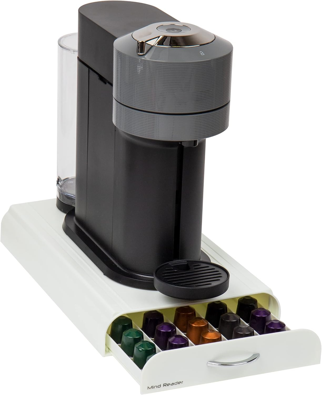 Mind Reader Nespresso Compatible Capsule Drawer, Countertop Organizer, Coffee Pod Holder, Storage, 9.25"L x 15"W x 2"H, White