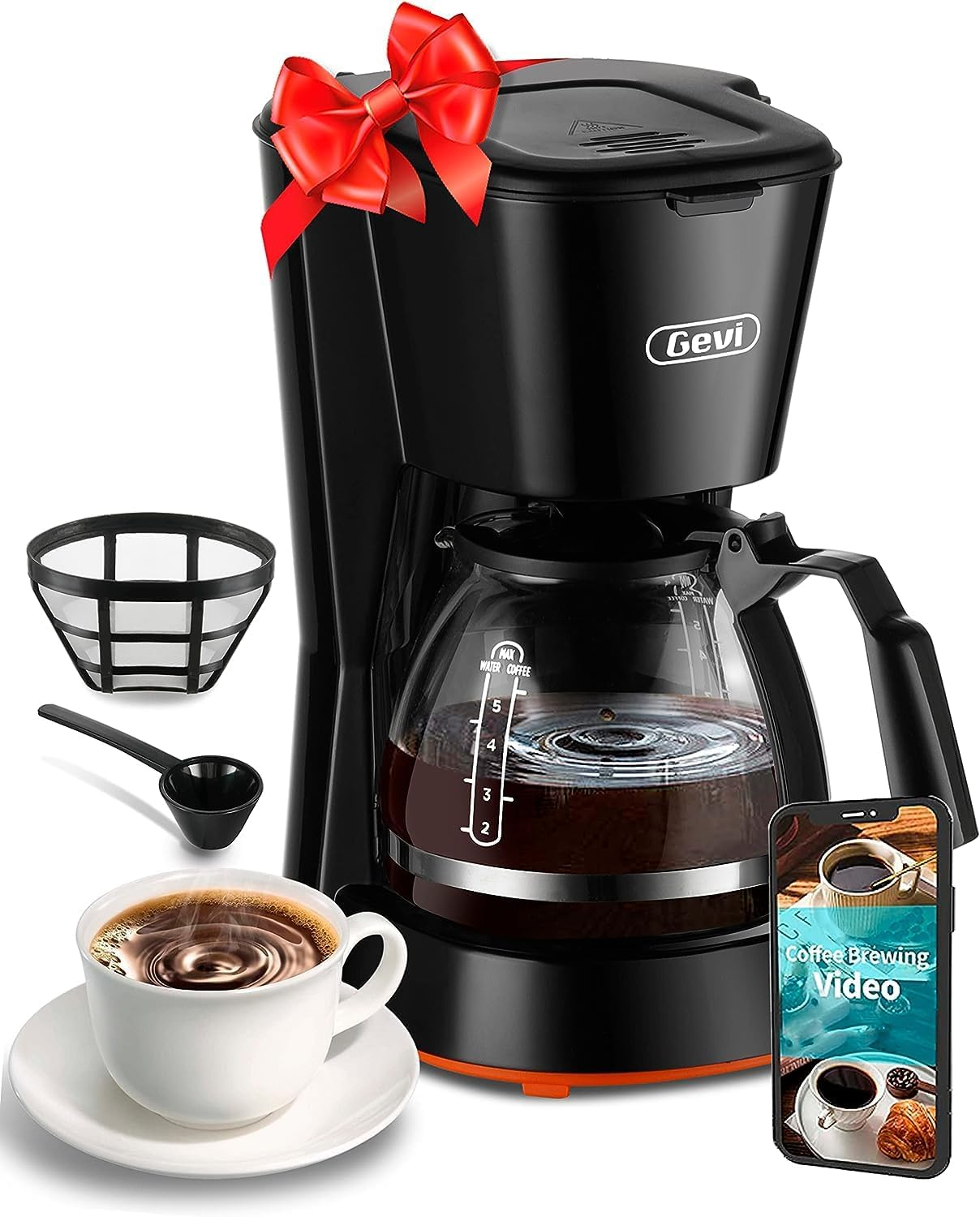 Gevi 5 Cups Small Coffee Maker, Compact Coffee Machine with Filter, Warming Plate and Coffee Pot,New Condition