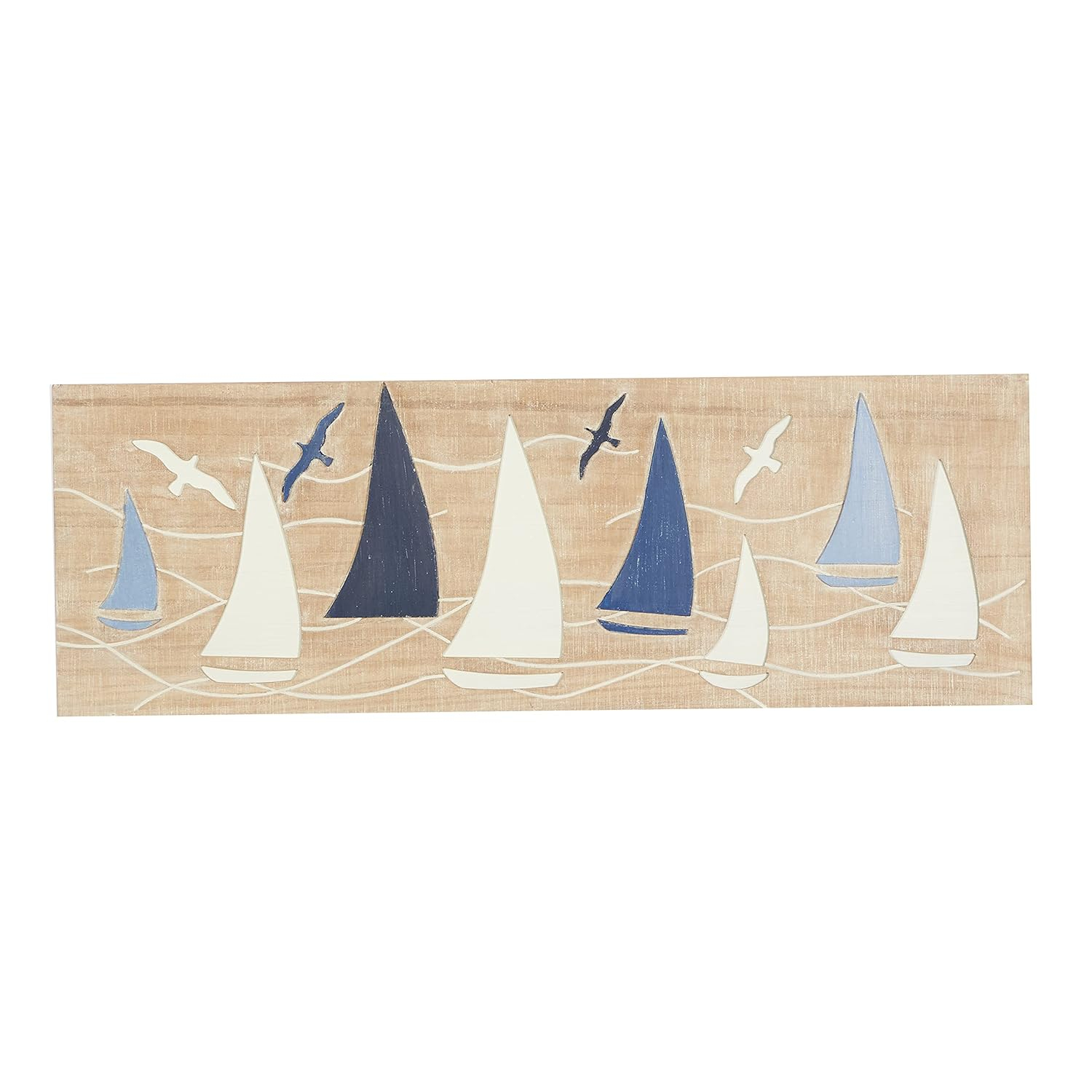 DecMode Brown Wood Sail Boat Wall Decor