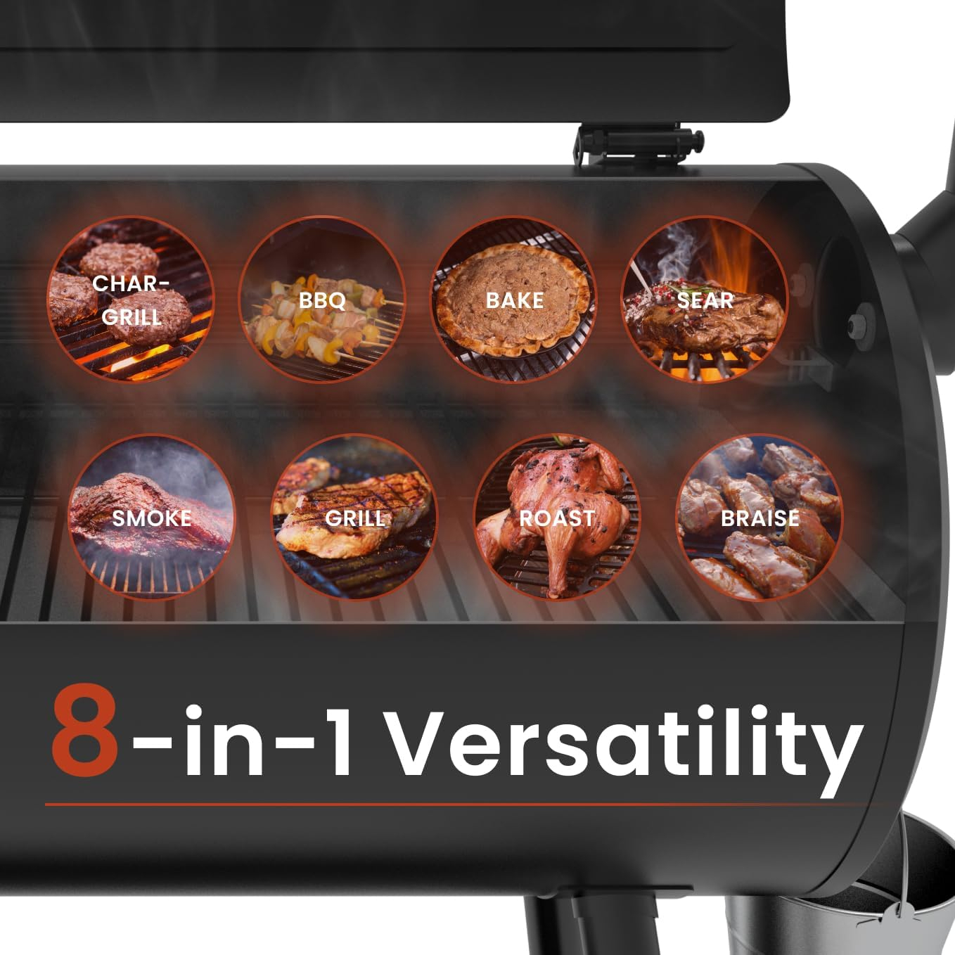 Z GRILLS ZPG 550B2 2024 Upgrade Wood Pellet Smoker, 8 in 1 BBQ Grill with Latest PID Technology LCD Controller, Auto Temperature Control, Meat Probe, 553 sq in Black