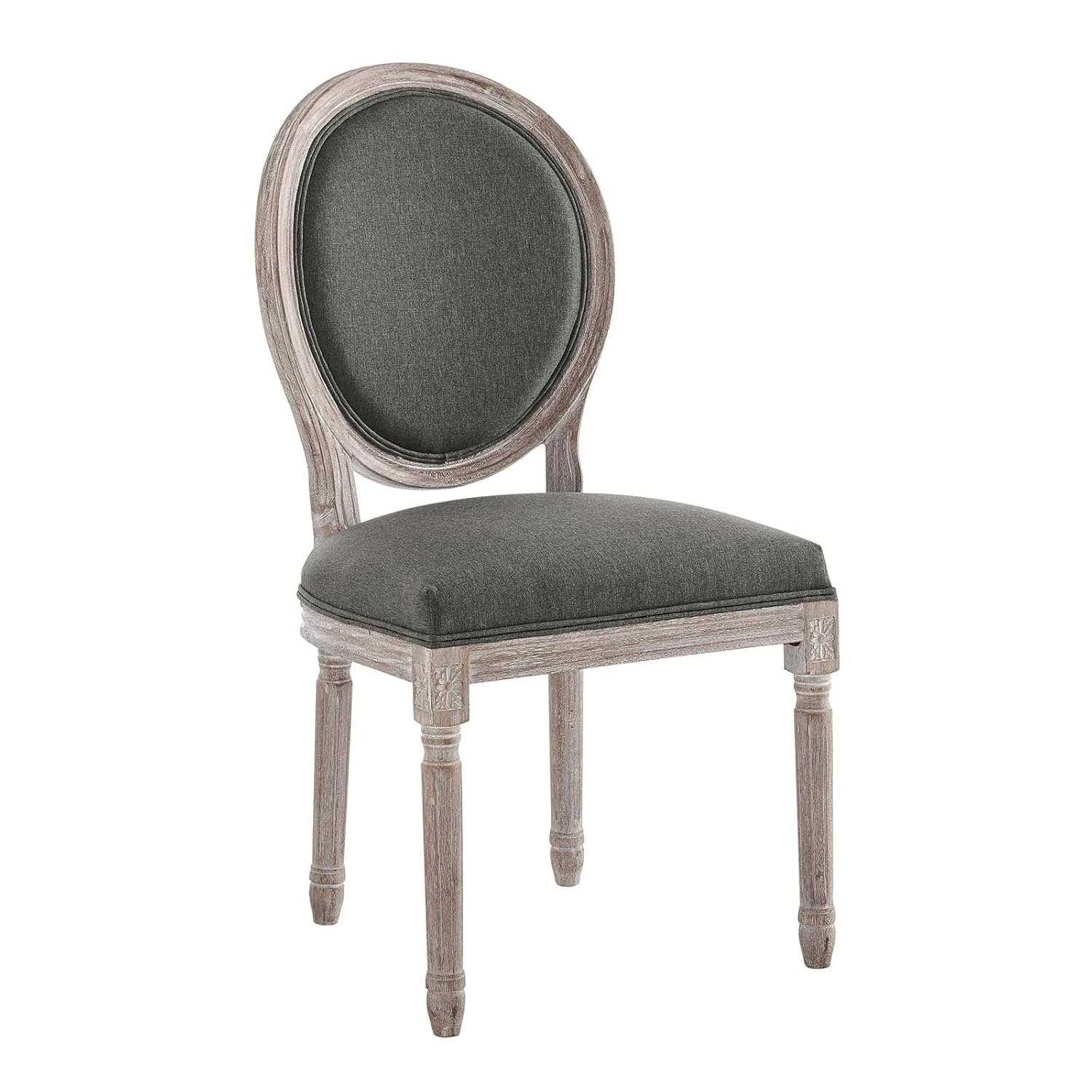 Modway Emanate 19.5" Fabric Dining Side Chair with Oval Back in Natural/Gray