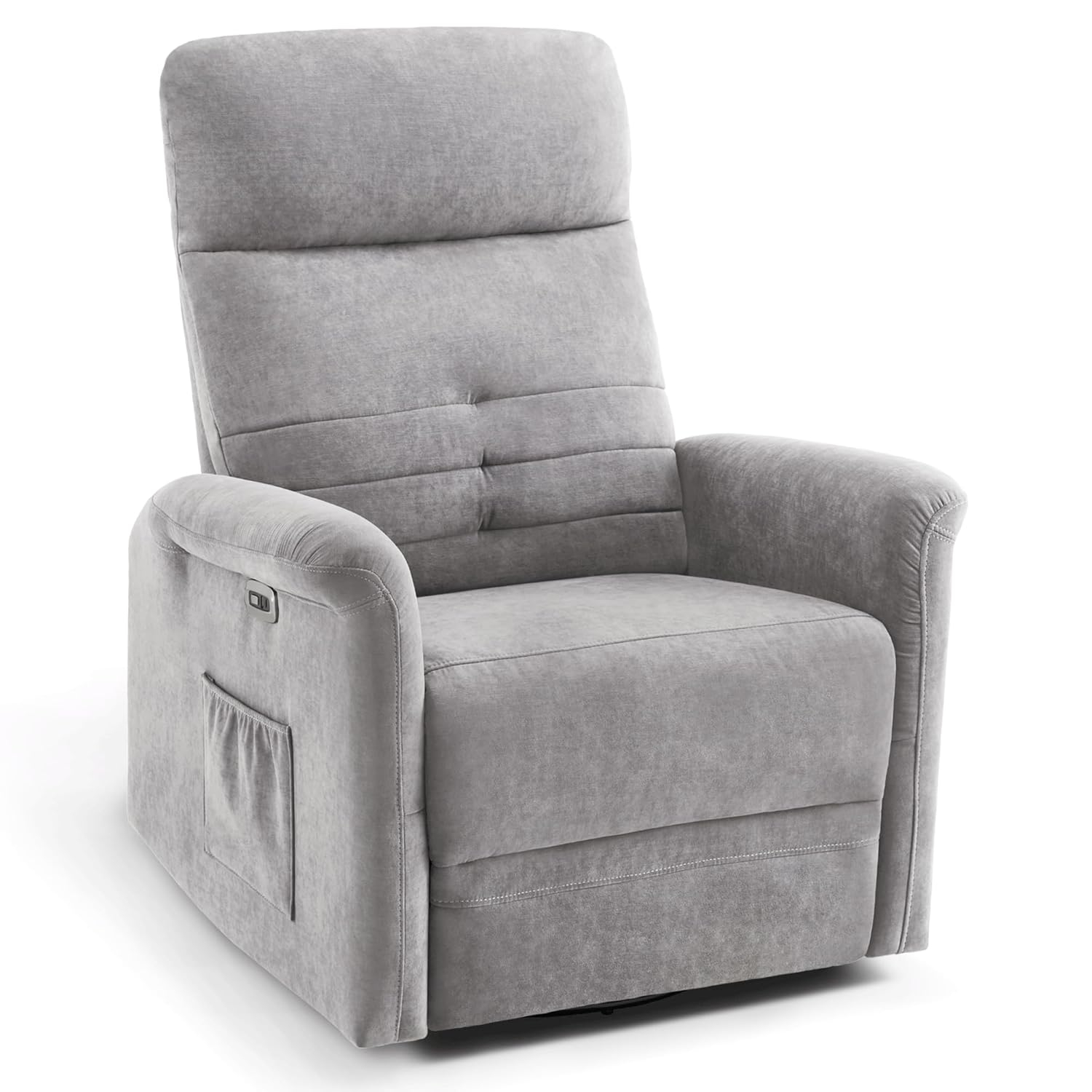 MCombo Fabric Power Recliner, Electric Swivel Glider Rocker Recliner Chair for Nursery with USB Ports, Side Pockets for Living Room, Small Space 7763