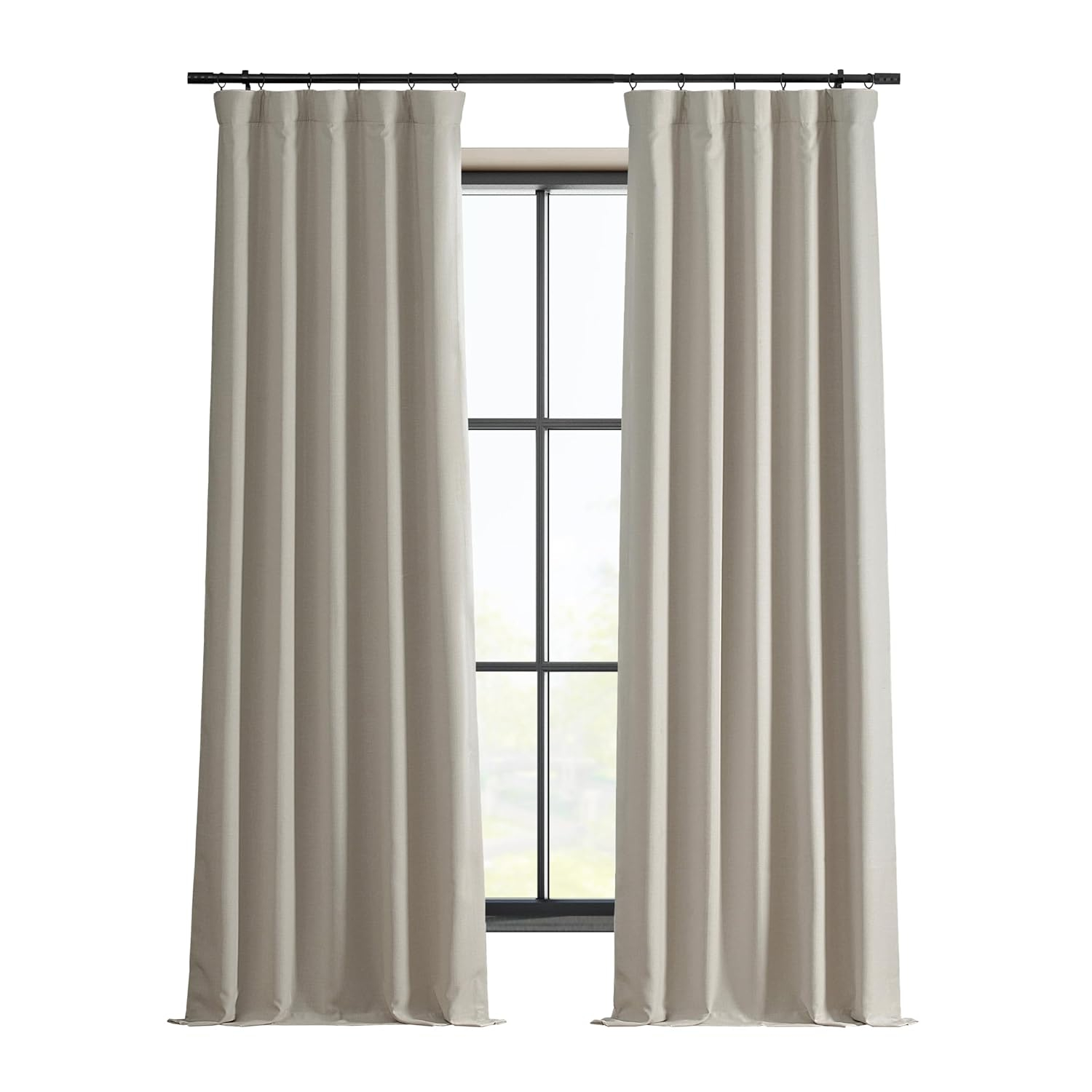 Signature Caravan Beige Faux Linen Blackout Curtain (1 Panel), Caravan Beige, 50W X 96L