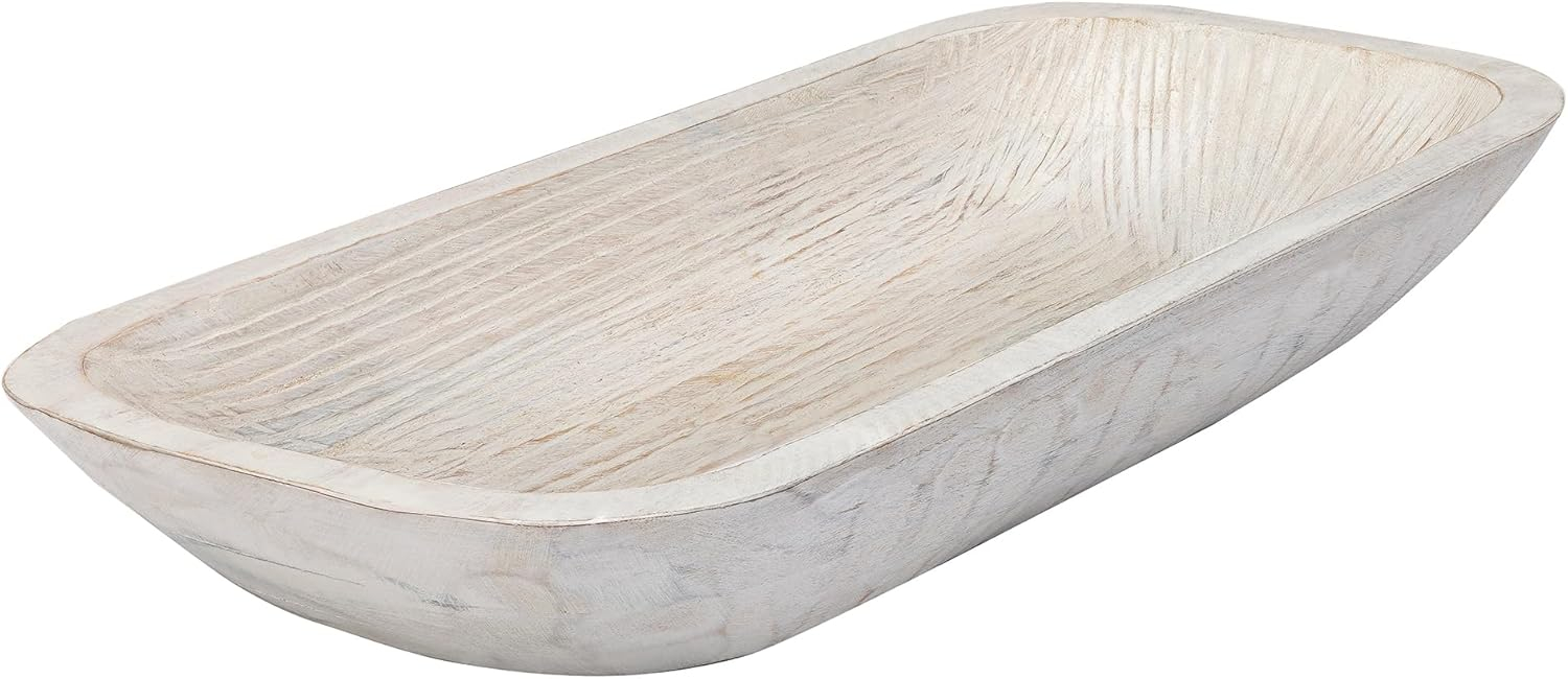 Dough Bowl, Wooden Dough Bowls for Decor, Wooden Bowls Decorative (L19 x W8 x H3 inches)