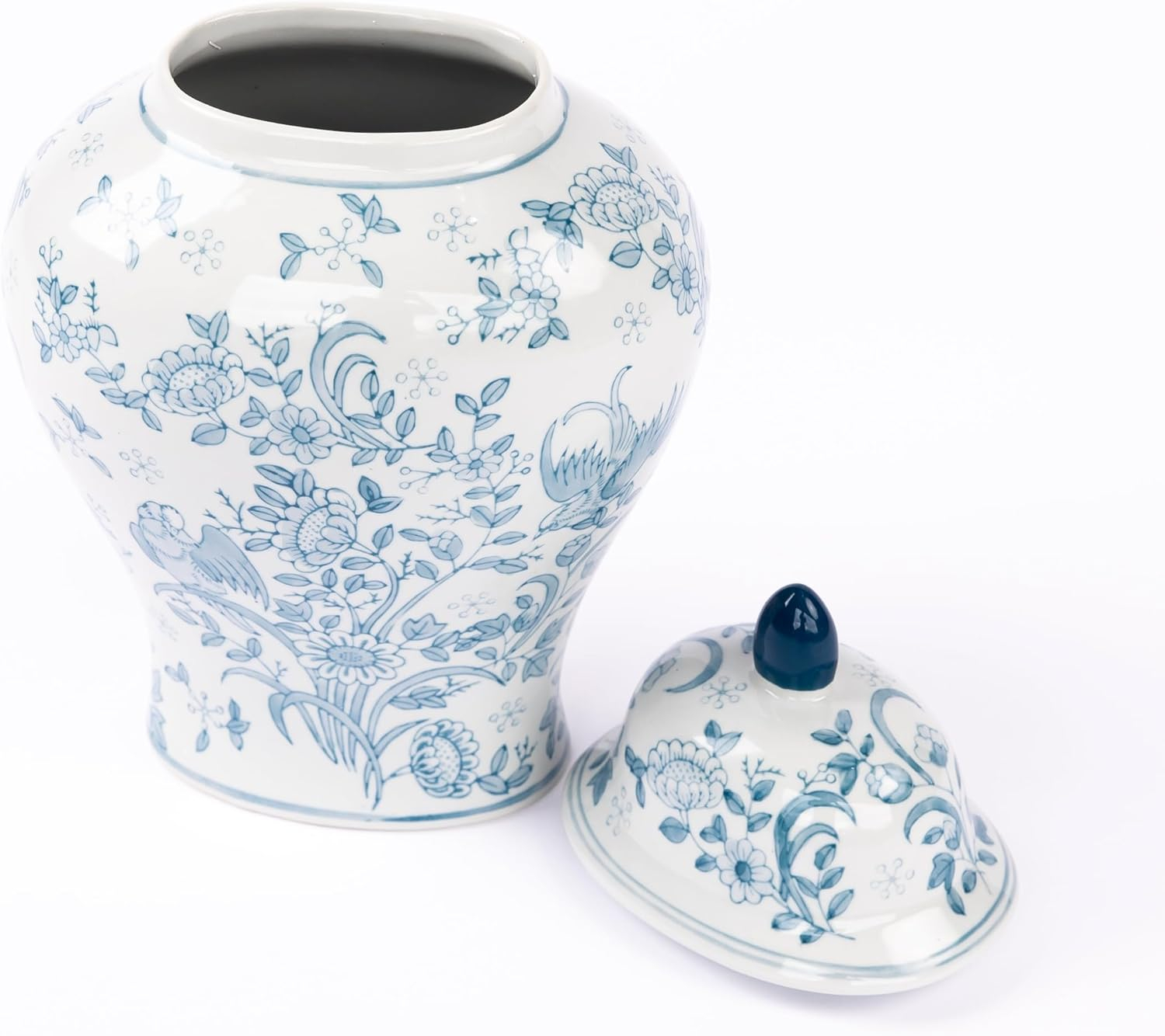 OneWorld Memorials Ceramic Cremation Urn for Adult Human - Large Memorial - Holds Up to 200 Cubic Inches of Ashes - Blue Bird Ceramic Funeral Urns