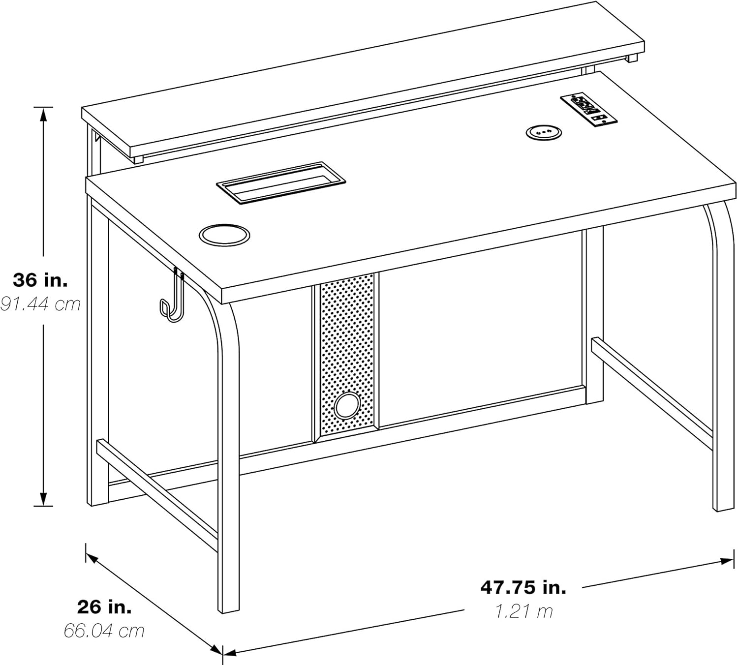 OSP Home Furnishings Reload 48-Inch Gaming Desk in Gray Steel Metal