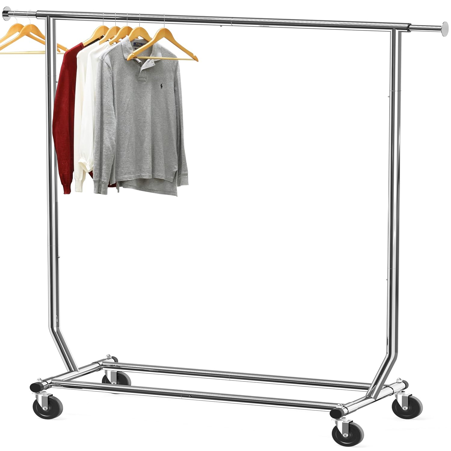 Chrome Rectangular Portable Clothing Garment Rack