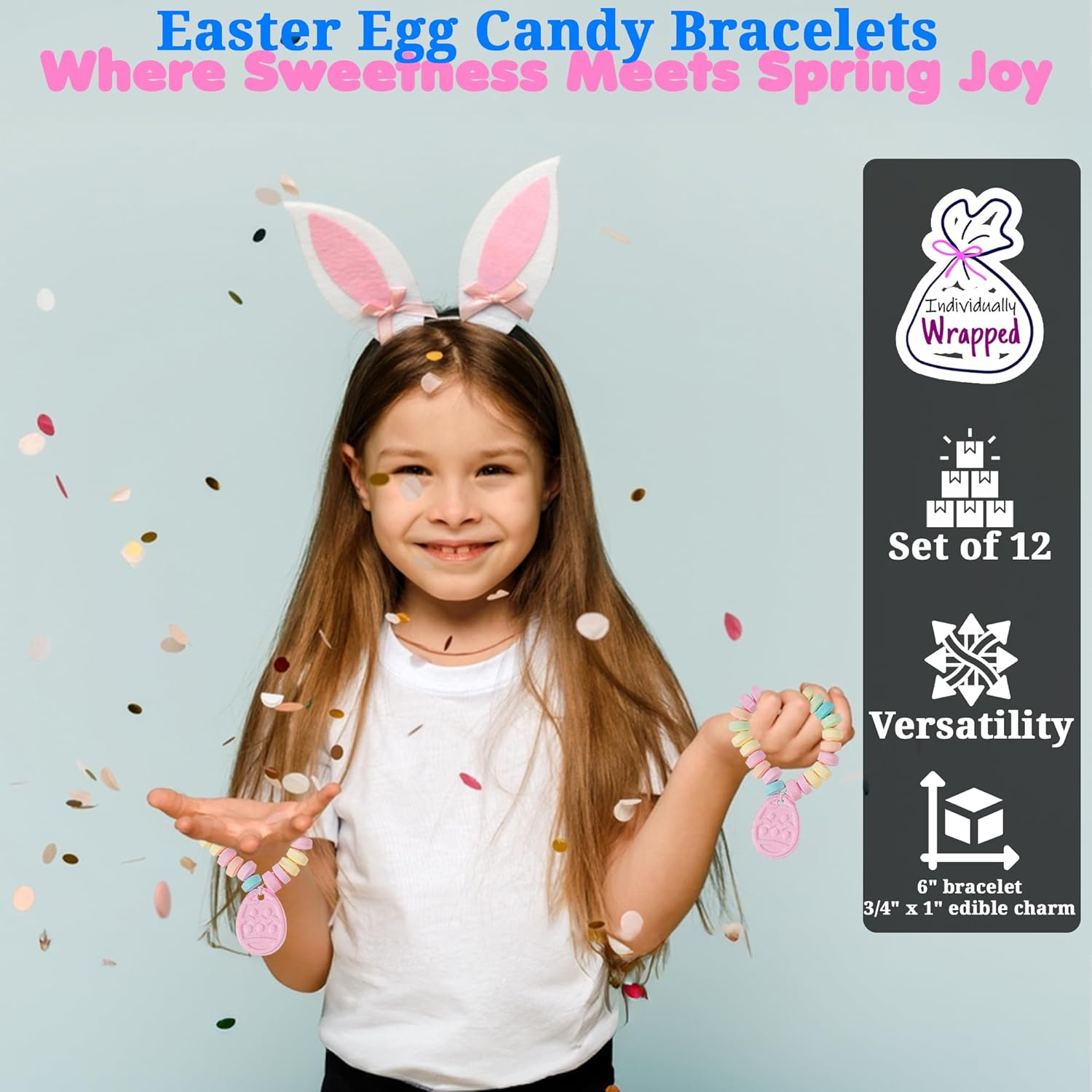 Pastel Easter Egg Candy Bracelets with Edible Charms