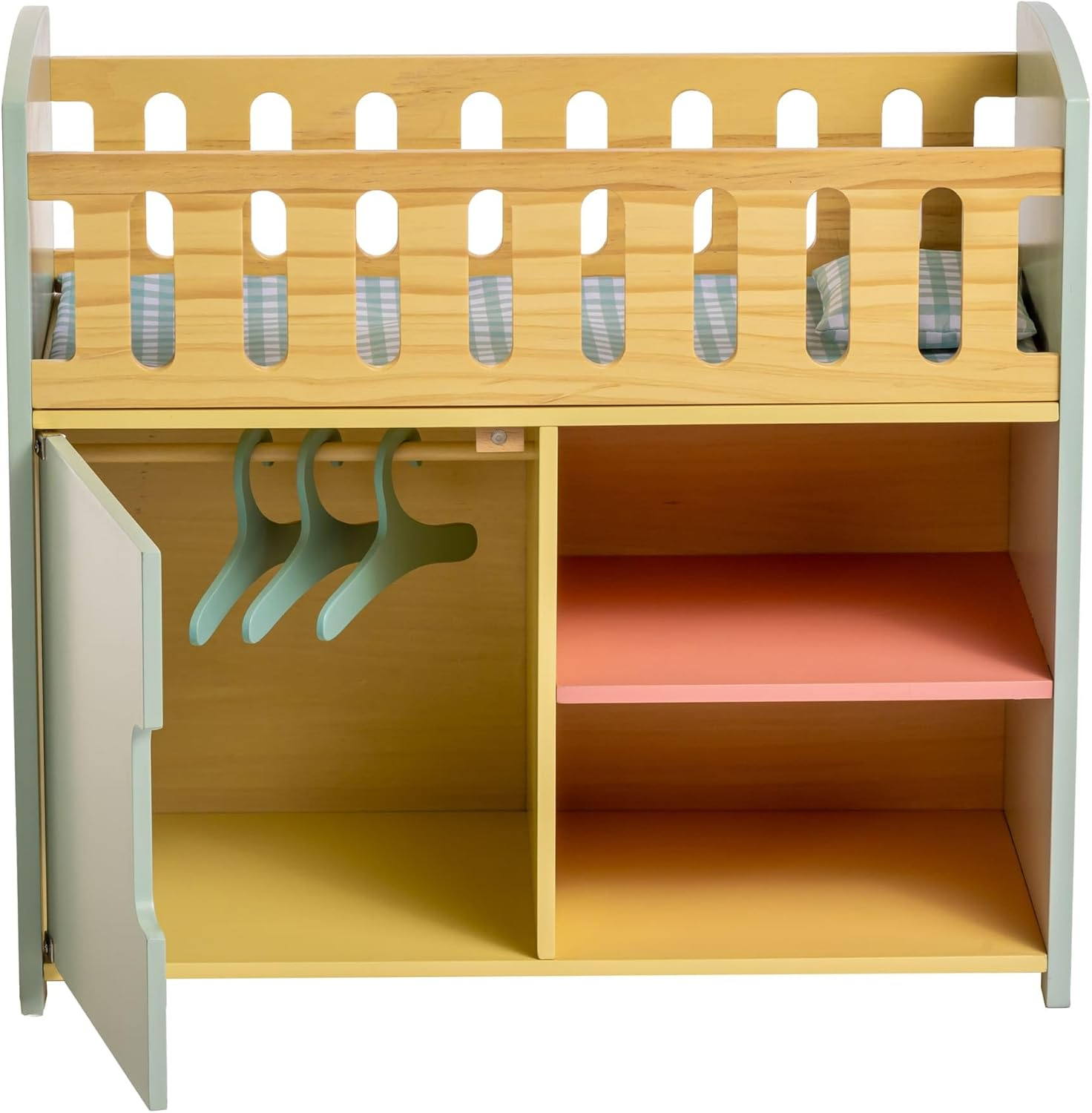 Deluxe Wooden Doll Crib with Storage in Multicolor