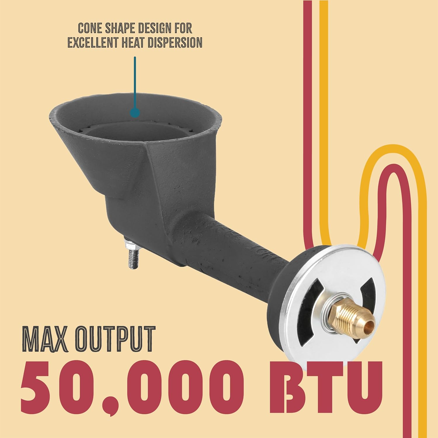 Heavy Duty Black Cast Iron Propane Burner Head with Brass Orifice