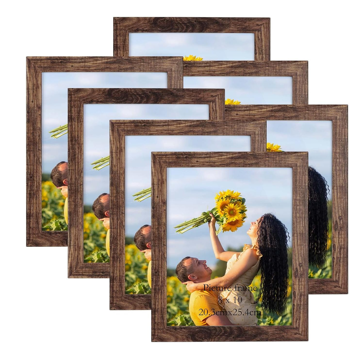 8x10 Picture Frame Set of 7, Rustic Photo Frames Display 8 by 10 inch Photo for Wall or Tabletop