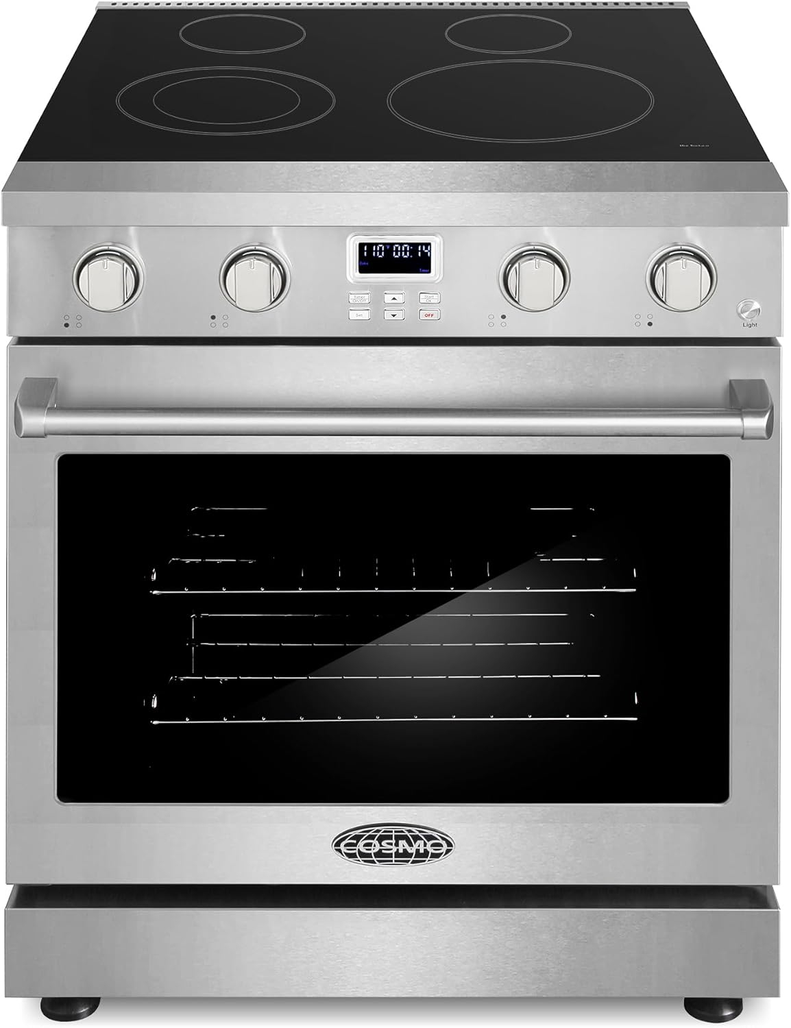 30 in. 4.8 cu. ft. Electric Range with 4-Burner Glass Cooktop and Convection Oven in Stainless Steel