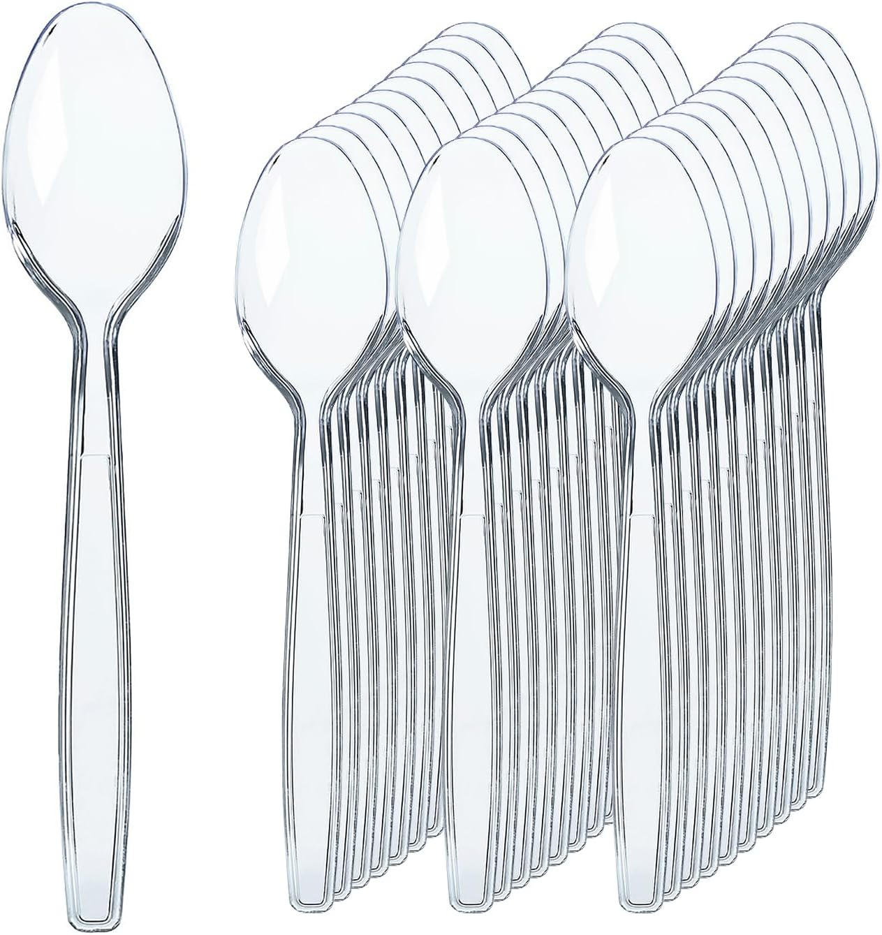 Elegant Clear Heavy-Duty Plastic Disposable Spoons Pack